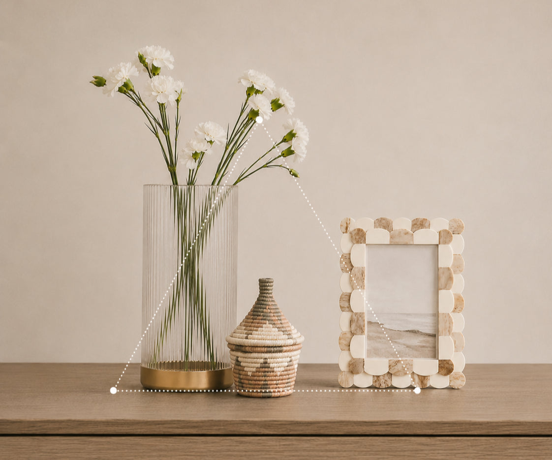 Rule of Three shelf styling technique