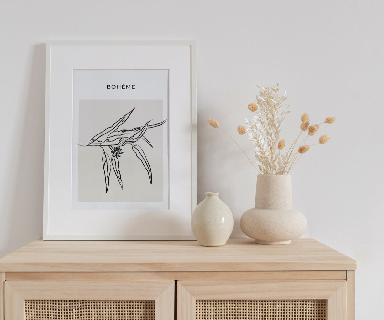 minimalist dresser with natural toned accents