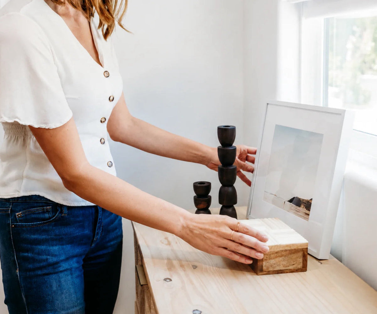 Rule of Three shelf styling technique