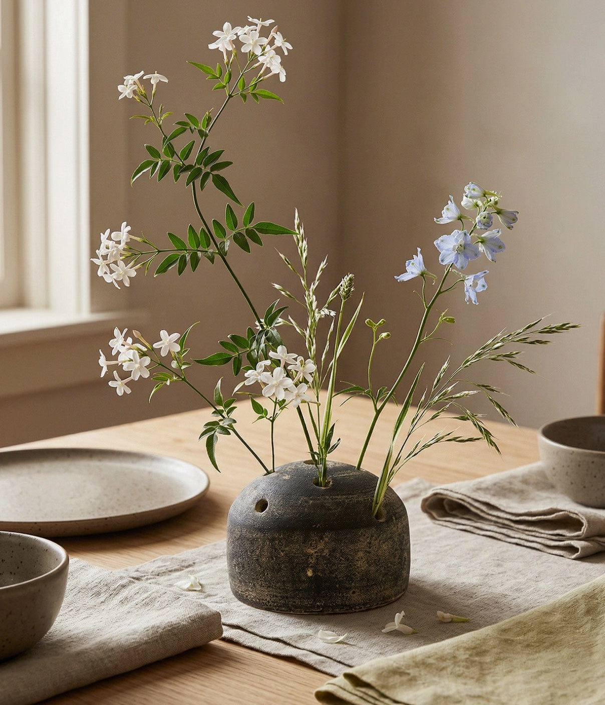 Bloomist Vases Grey Patina Terracotta Flower Frog Vase