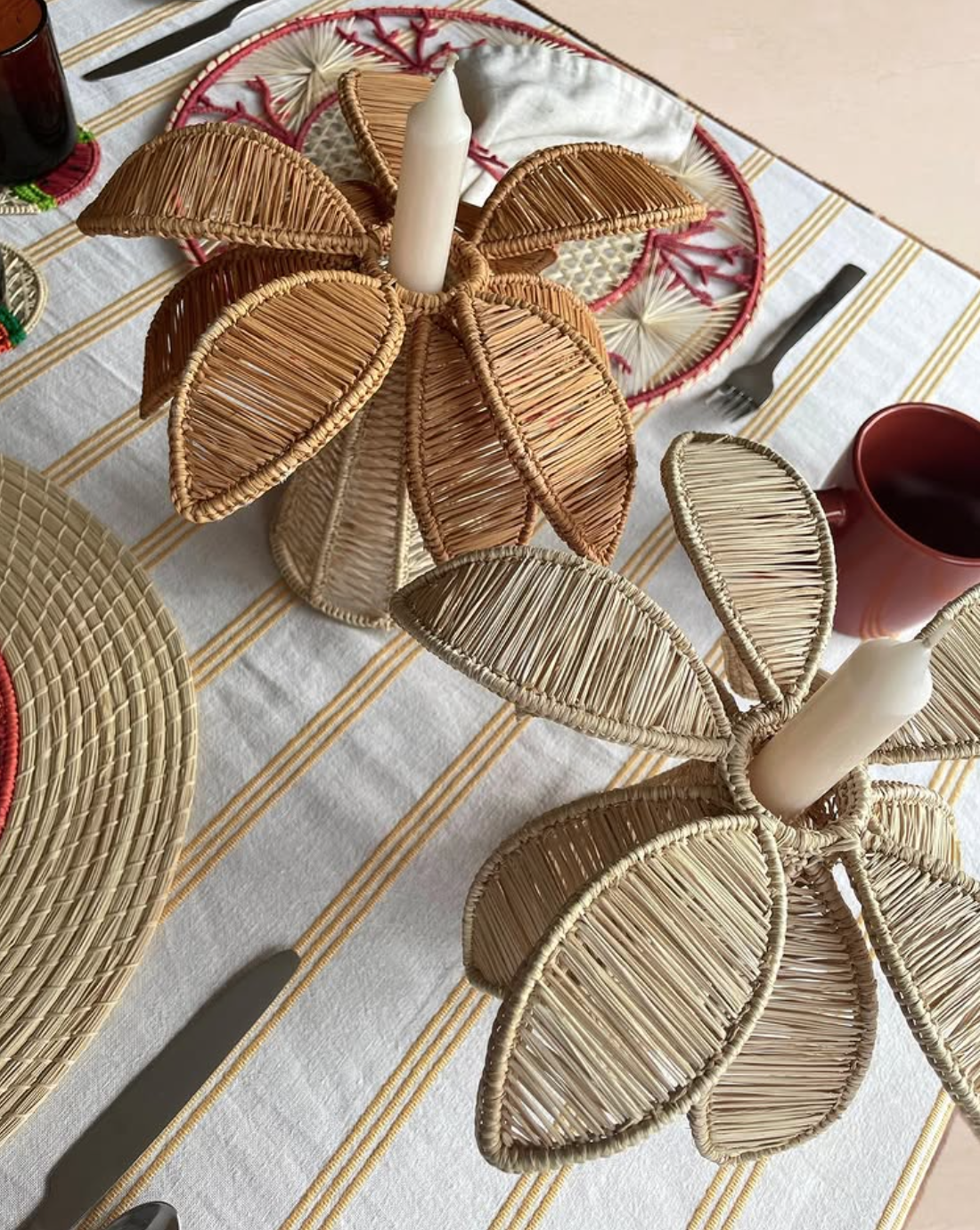 Coro Cora Candle Holders Small Natural Palm Tree Candle Holder