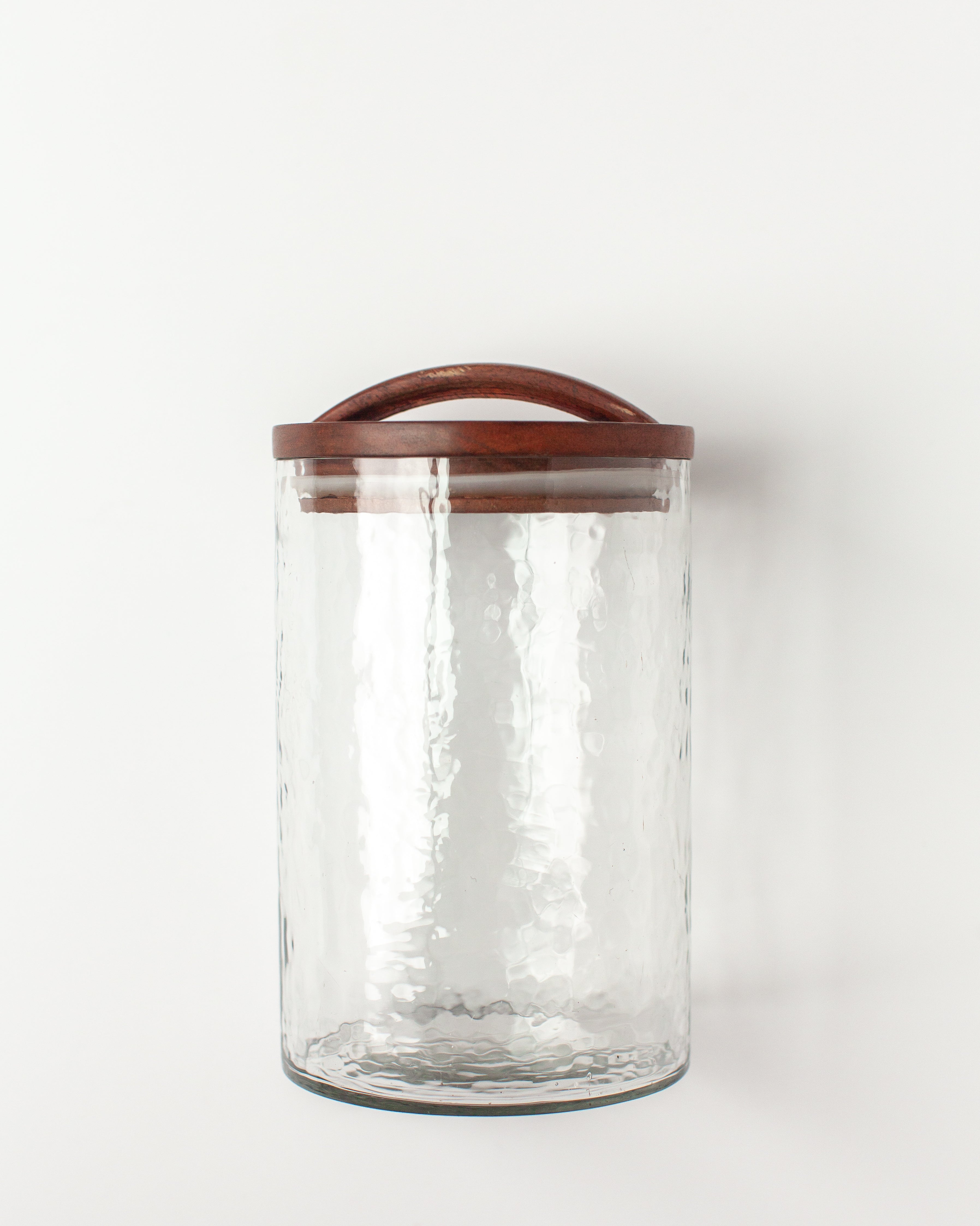 Creative Women Canisters Medium / Clear Hammered Glass Canisters with Wood Lid