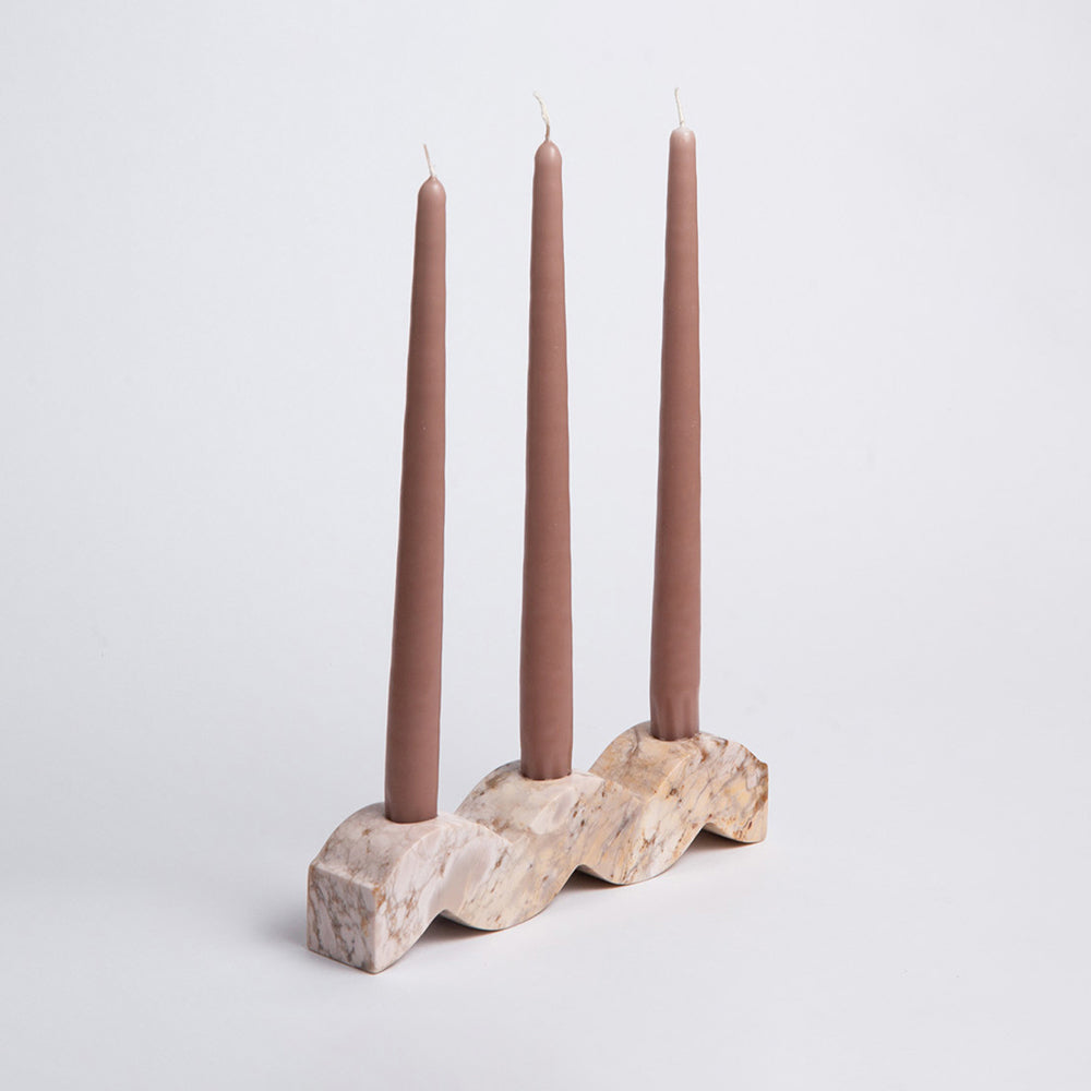 DAR proyectos Candle Holders Wavy Soapstone Candelabra