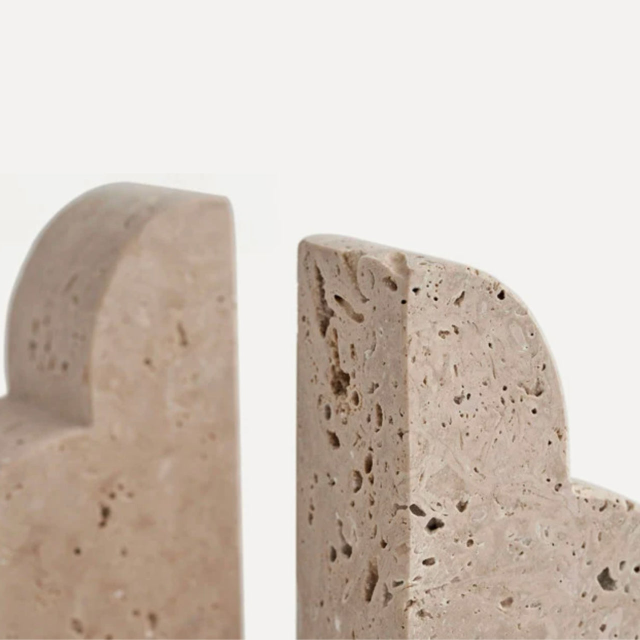 HAAND Craft Decorative Objects Scalloped Travertine Bookends