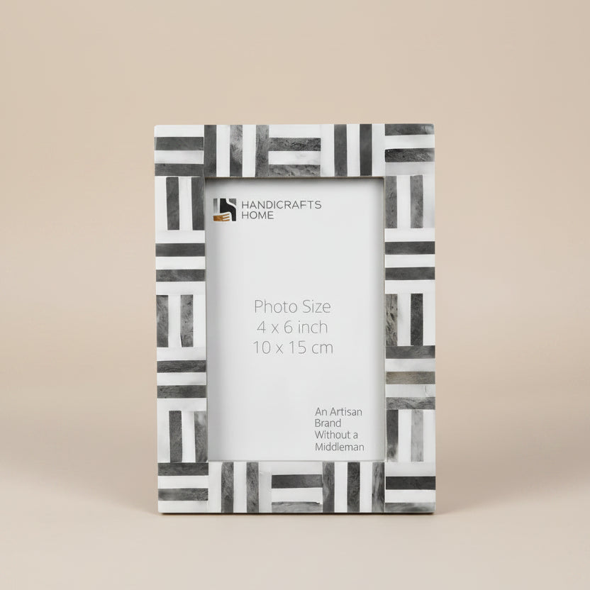 Handicrafts Home Picture Frames 4x6 Grey Bone Inlay Grid Block Decor Picture Frame 4x6 5x7
