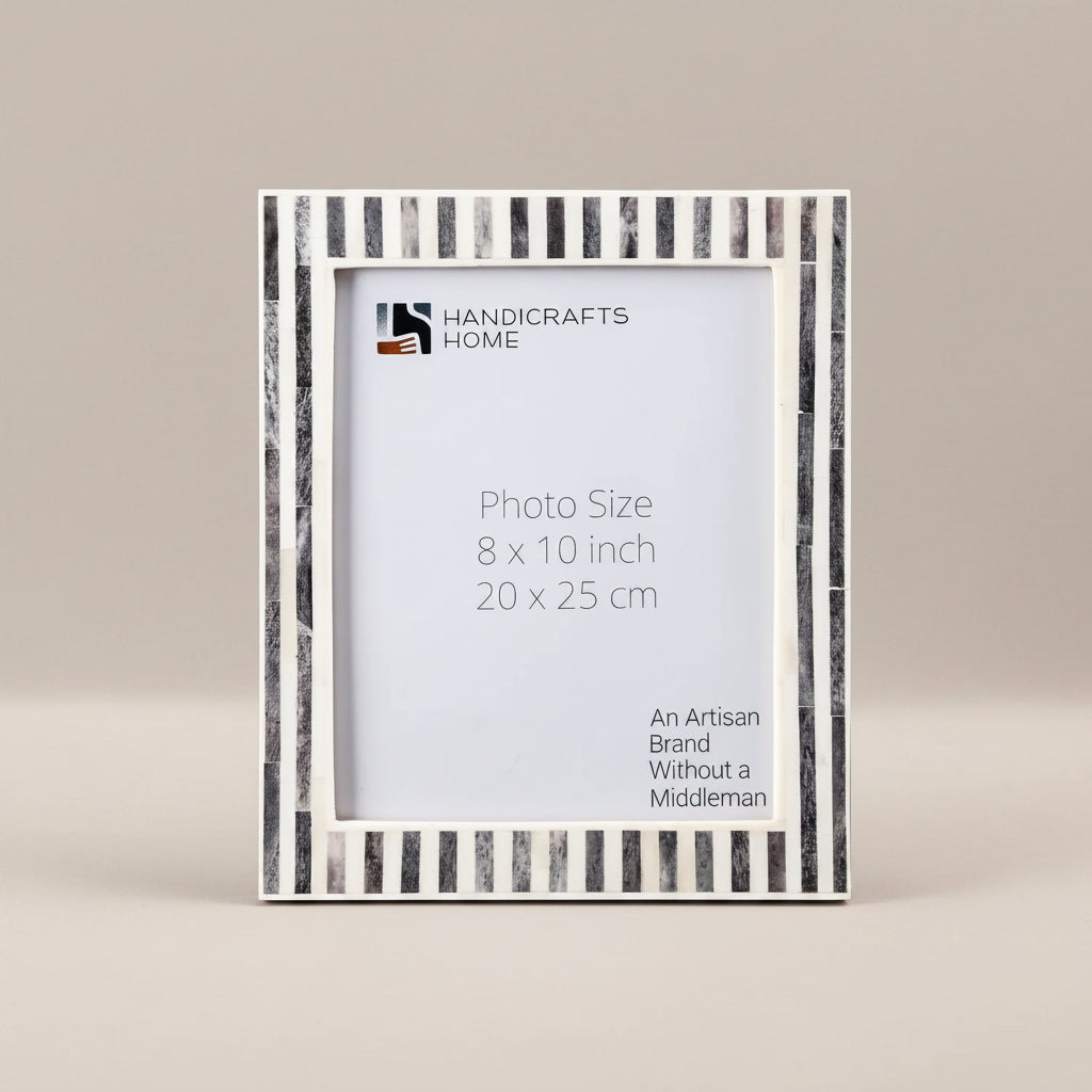 Handicrafts Home Picture Frames 8x10 Picture Frames Kayala Saje Collection Bone Inlay, Grey-White, 4x6, 5x7 & 8x10