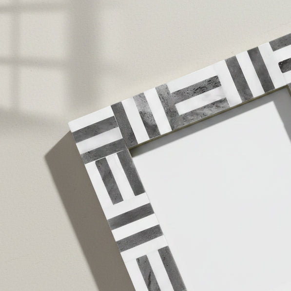 Handicrafts Home Picture Frames Grey Bone Inlay Grid Block Decor Picture Frame 4x6 5x7