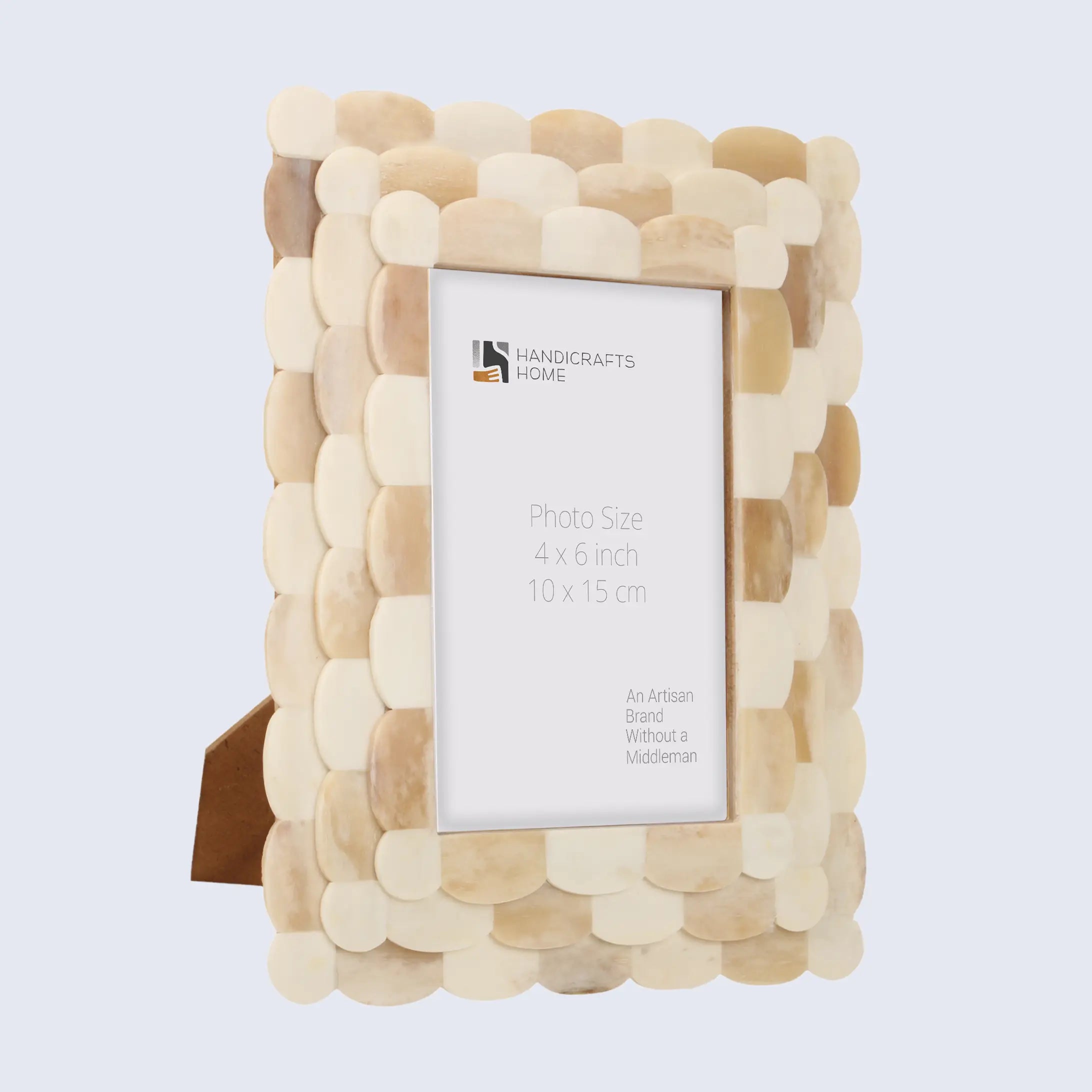 Handicrafts Home Picture Frames Ivory / 4x6 Picture Frame Scalloped Arts Collection Bone Inlay Ivory 4x6