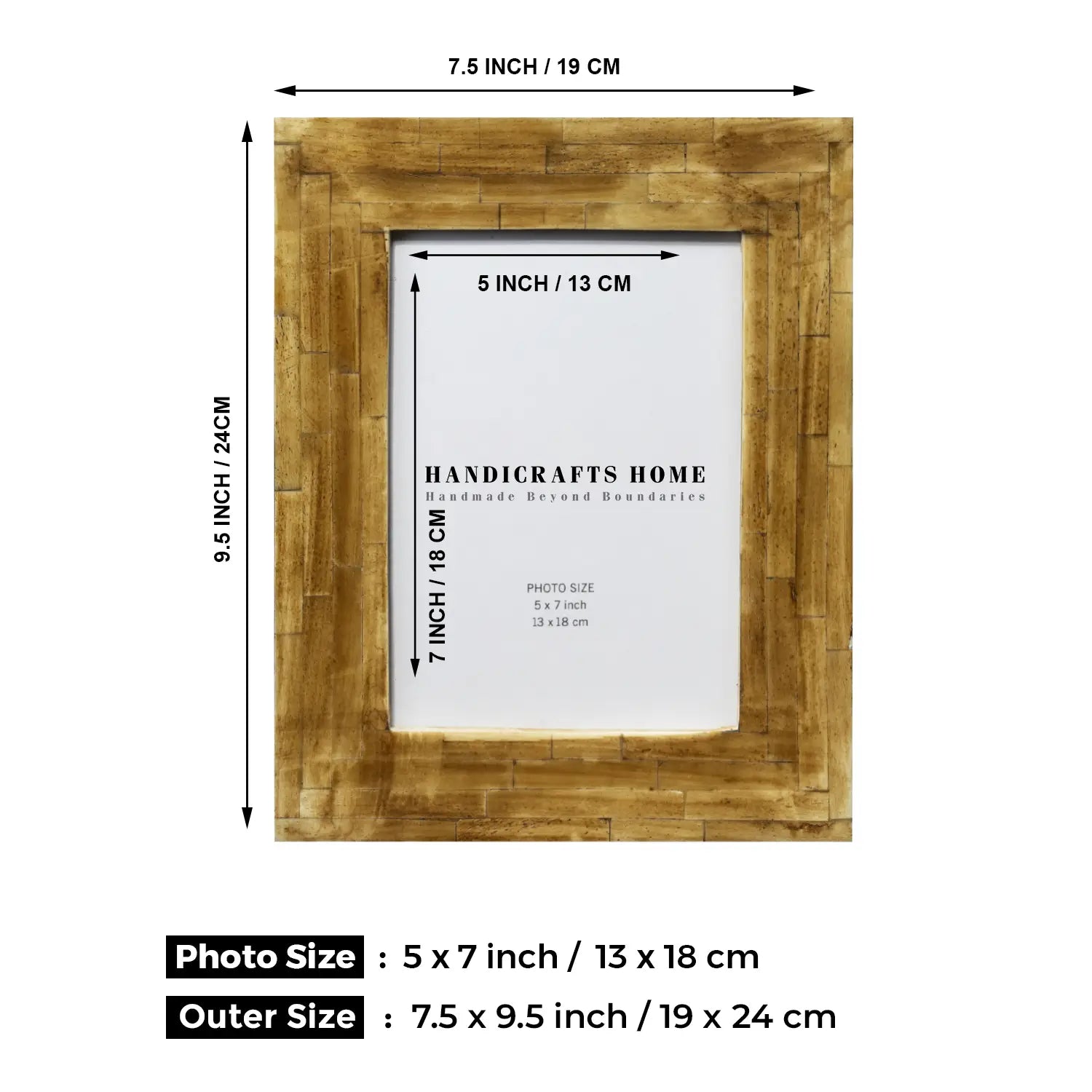 Handicrafts Home Picture Frames Picture Frames Handmade Antique Brown Collection Bone Inlay Brown 4x6 5x7"