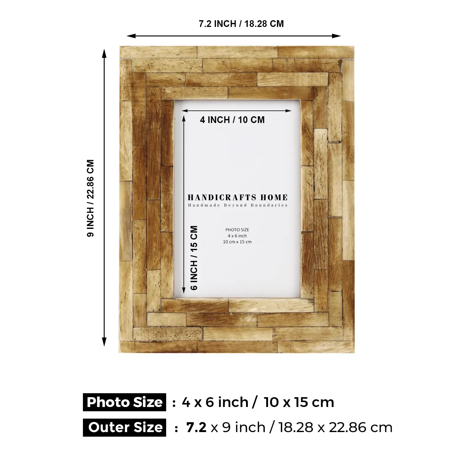 Handicrafts Home Picture Frames Picture Frames Handmade Antique Brown Collection Bone Inlay Brown 4x6 5x7"