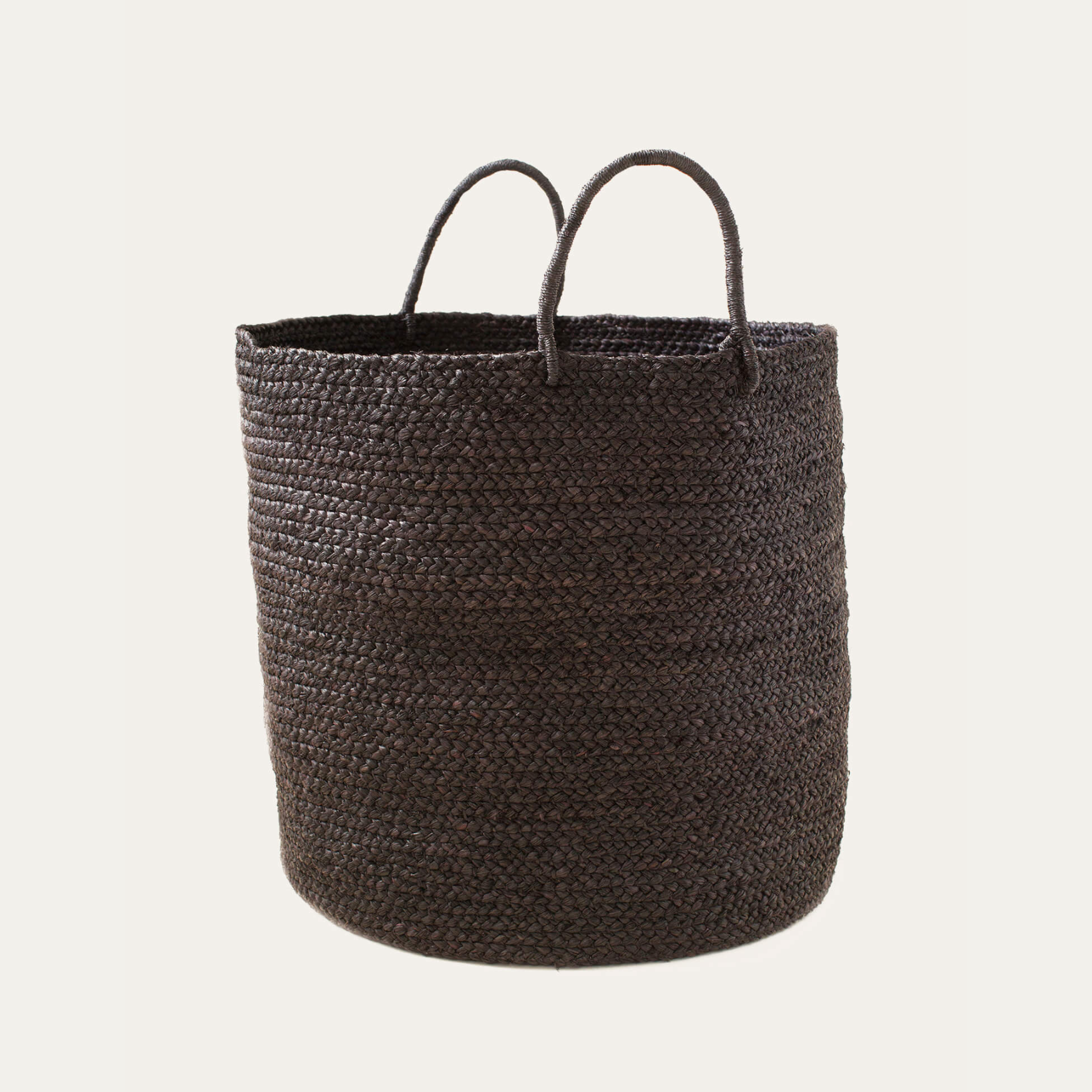 Indego Africa Baskets Large Black Braided Raffia Basket