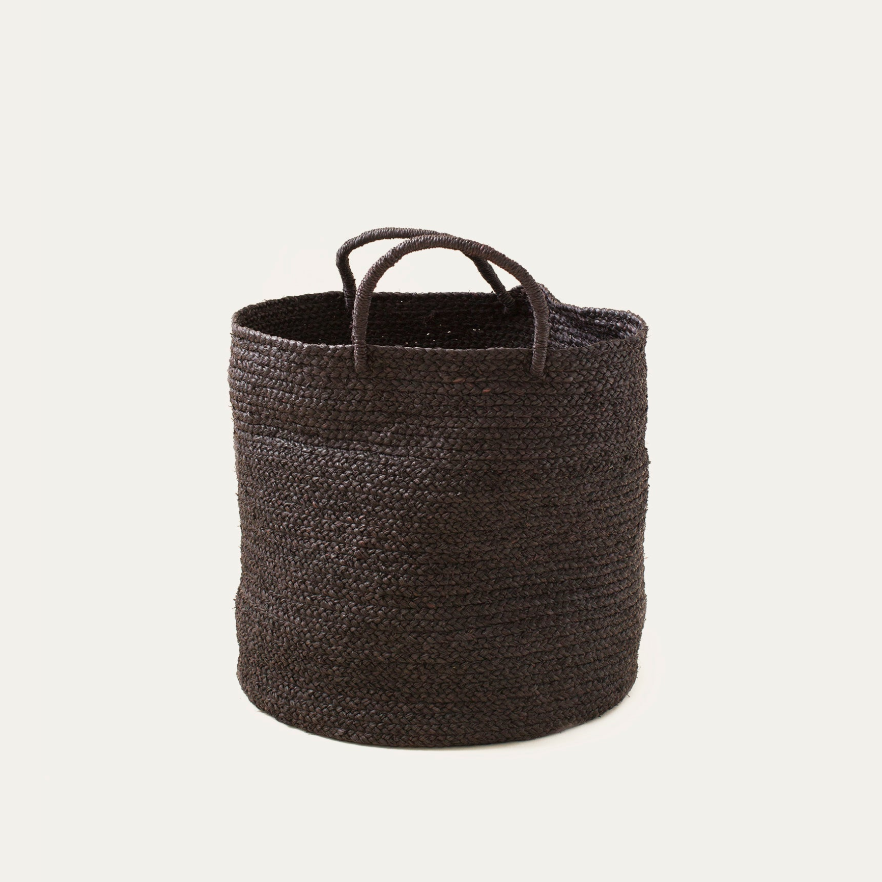 Indego Africa Baskets Medium Black Braided Raffia Basket