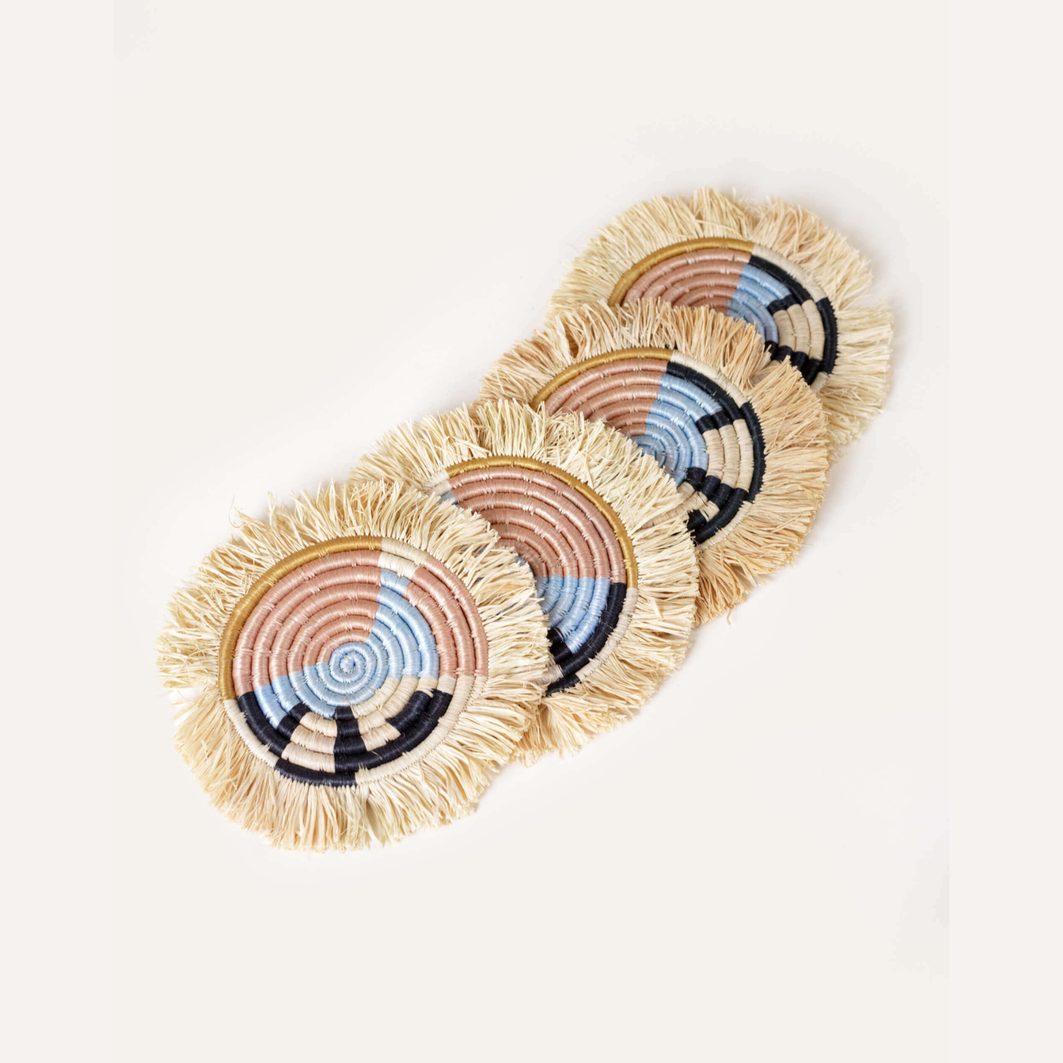 Indego Africa Coasters Abstract Form Fringe Coasters - Set of 4