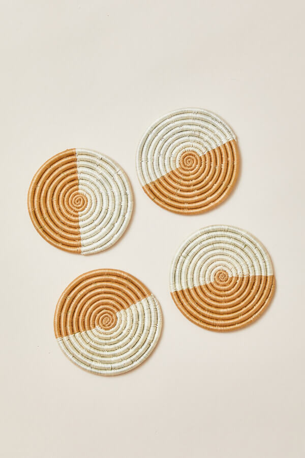 Indego Africa Coasters Akeza Coasters in White - Set of 4