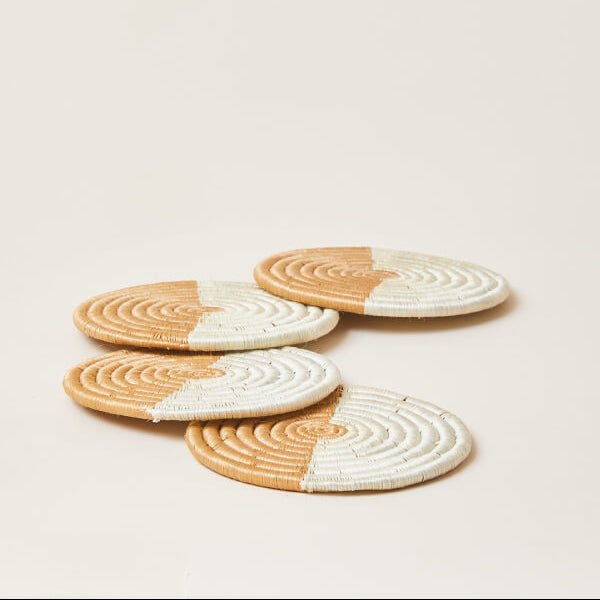 Indego Africa Coasters Akeza Coasters in White - Set of 4