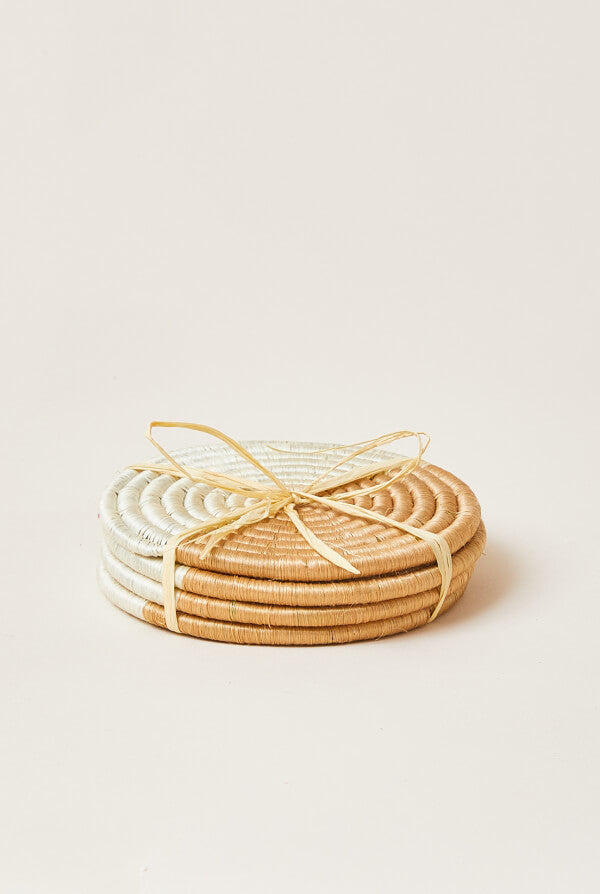 Indego Africa Coasters Akeza Coasters in White - Set of 4