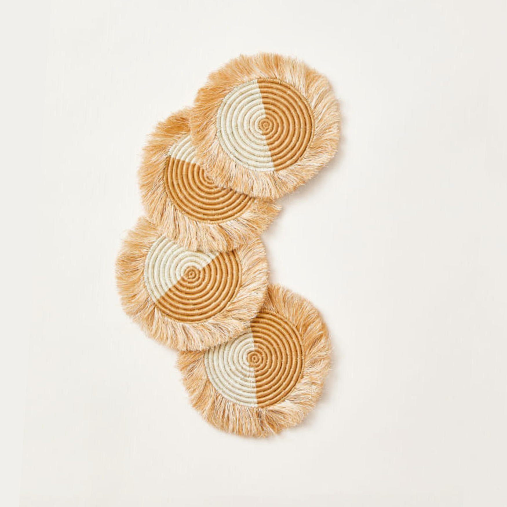Indego Africa Coasters Akeza White Fringe Coasters - Set of 4