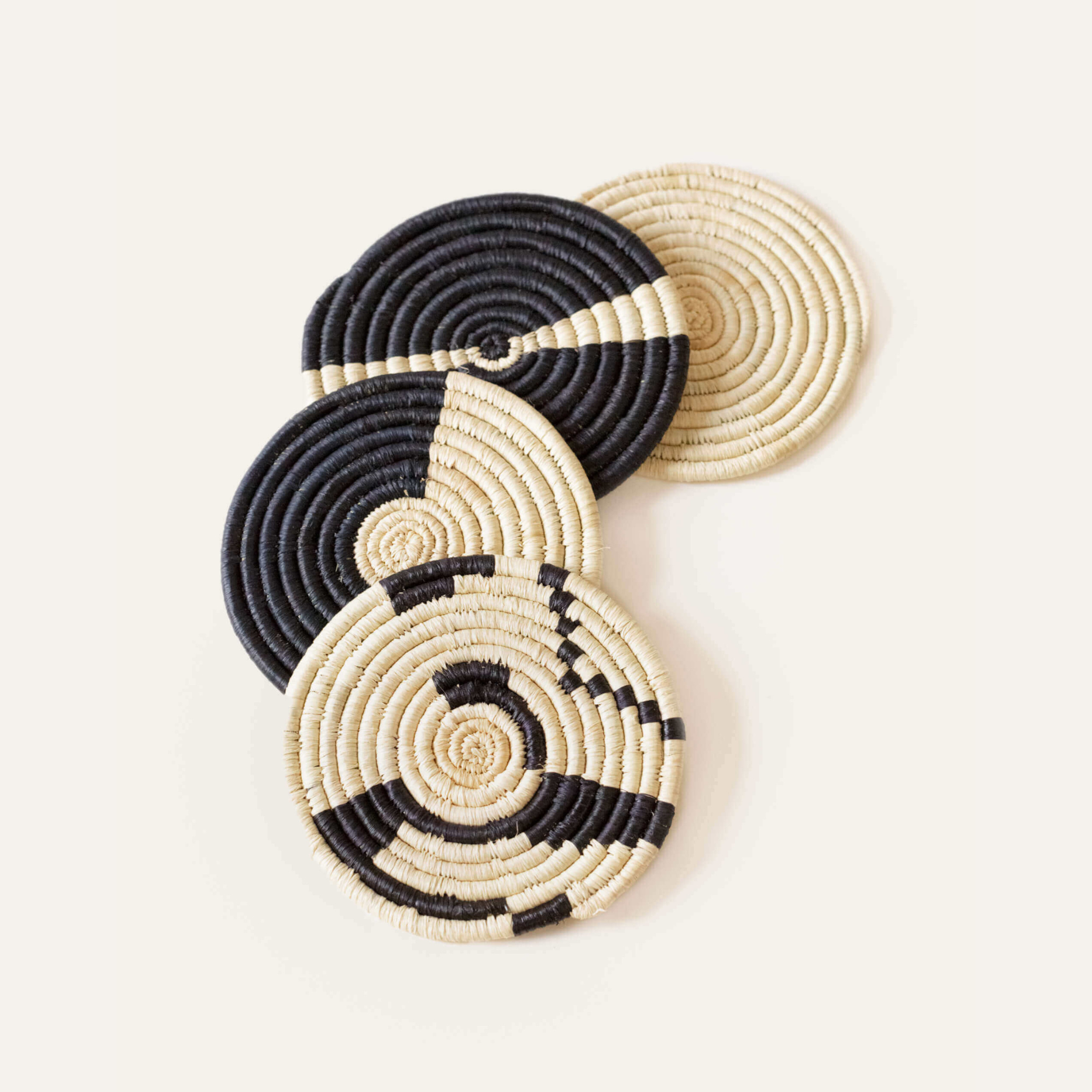Indego Africa Coasters Natural & Black Geo Form Coasters - Set of 4