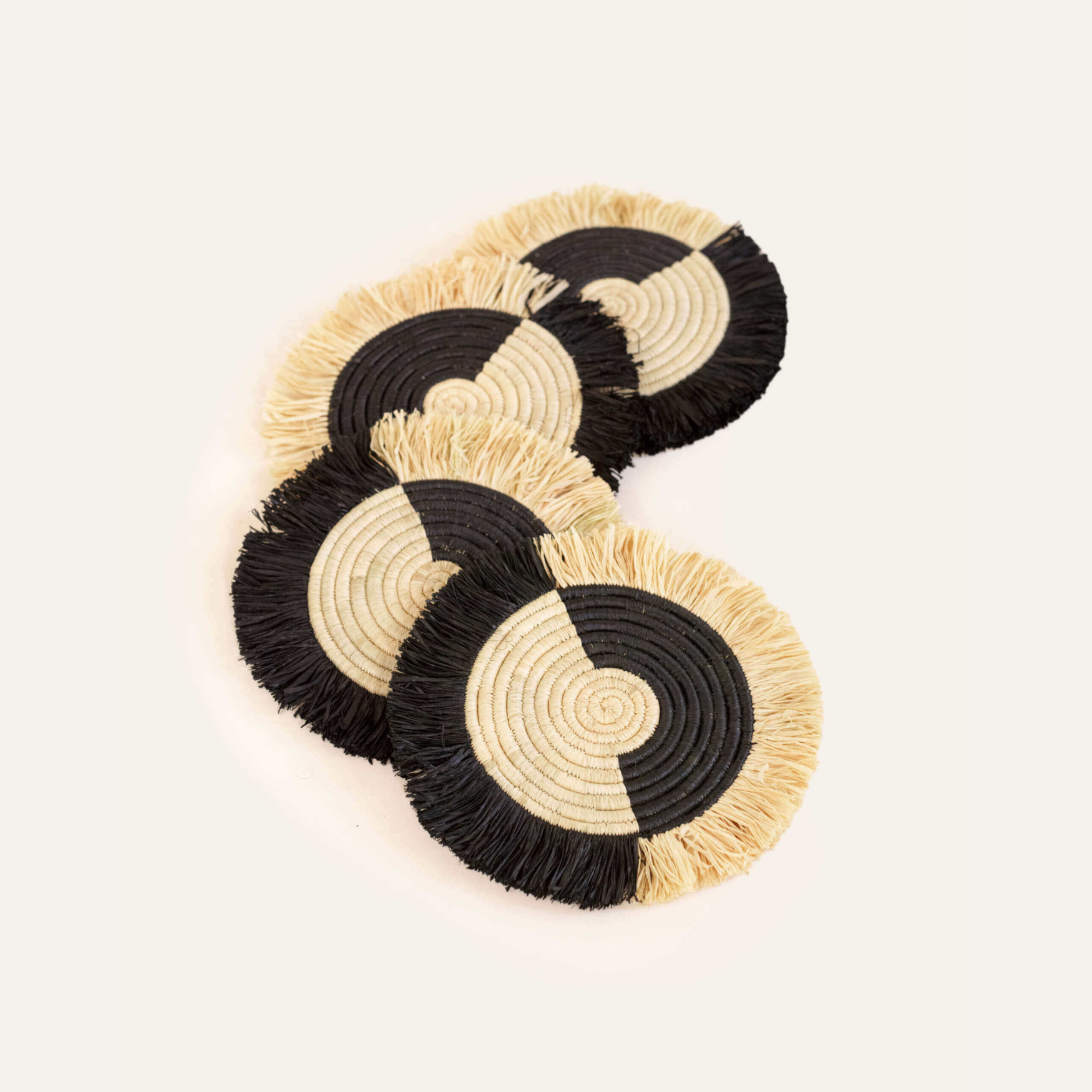 Indego Africa Coasters Two Tone Split Fringe Coasters - Set of 4