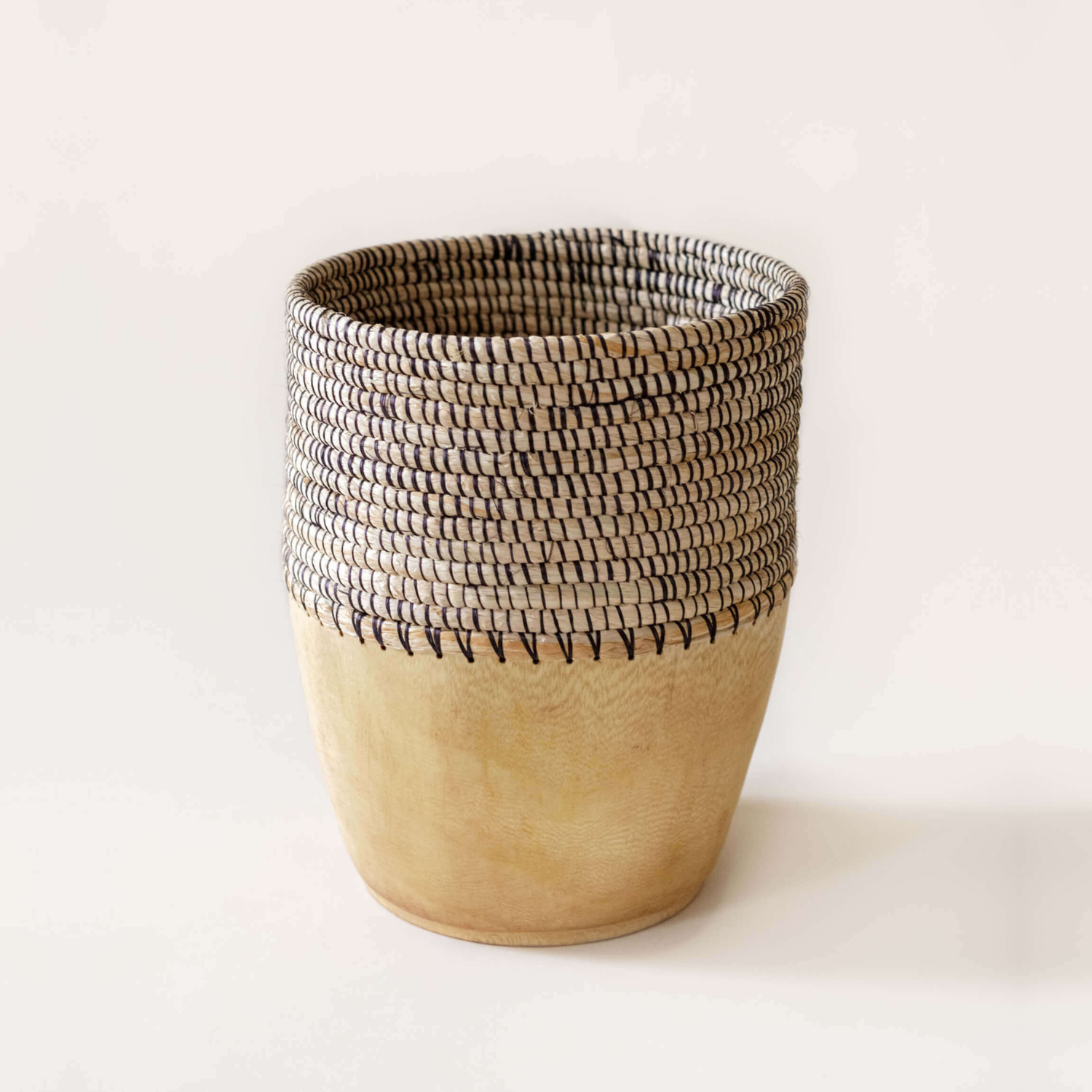 Indego Africa Decorative Accents Copabu Wooden + Woven Tall Vessel