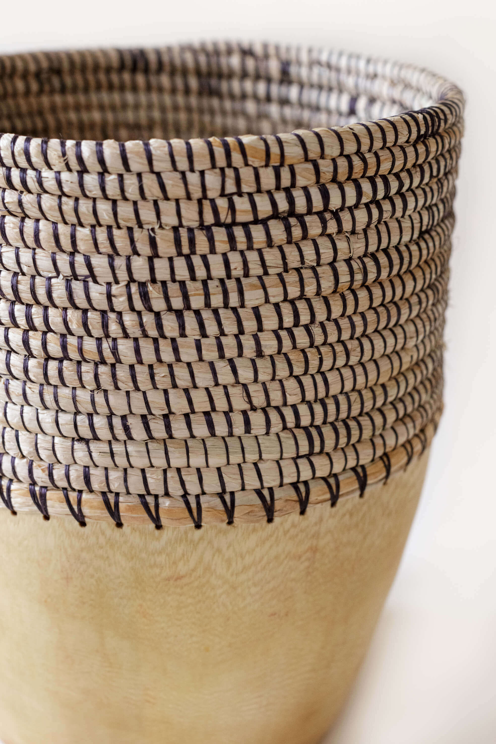 Indego Africa Decorative Accents Copabu Wooden + Woven Tall Vessel
