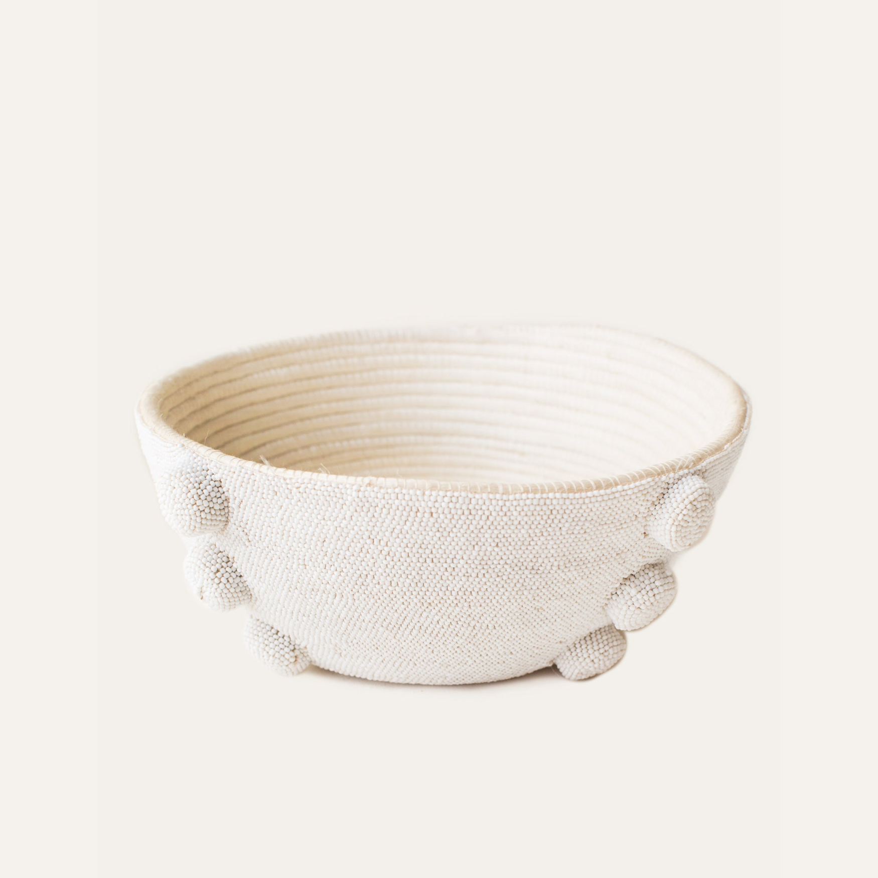 Indego Africa Decorative Accents White Beaded Indego Bowl