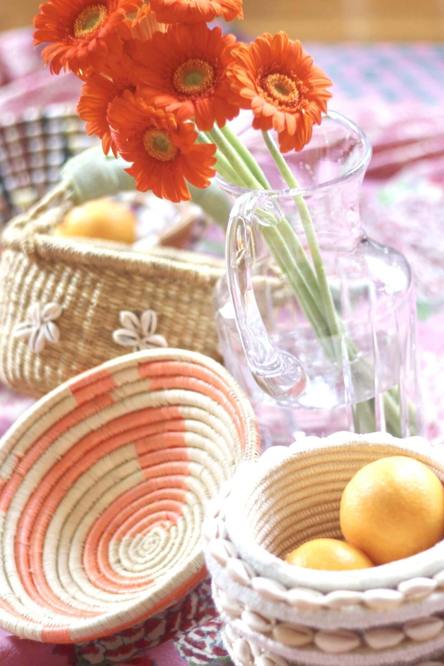 Indego Africa Decorative Baskets Mini Plateau Basket Orange