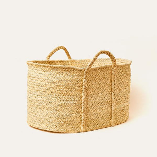 Indego Africa Storage Baskets Rectangle Braided Raffia Floor Basket