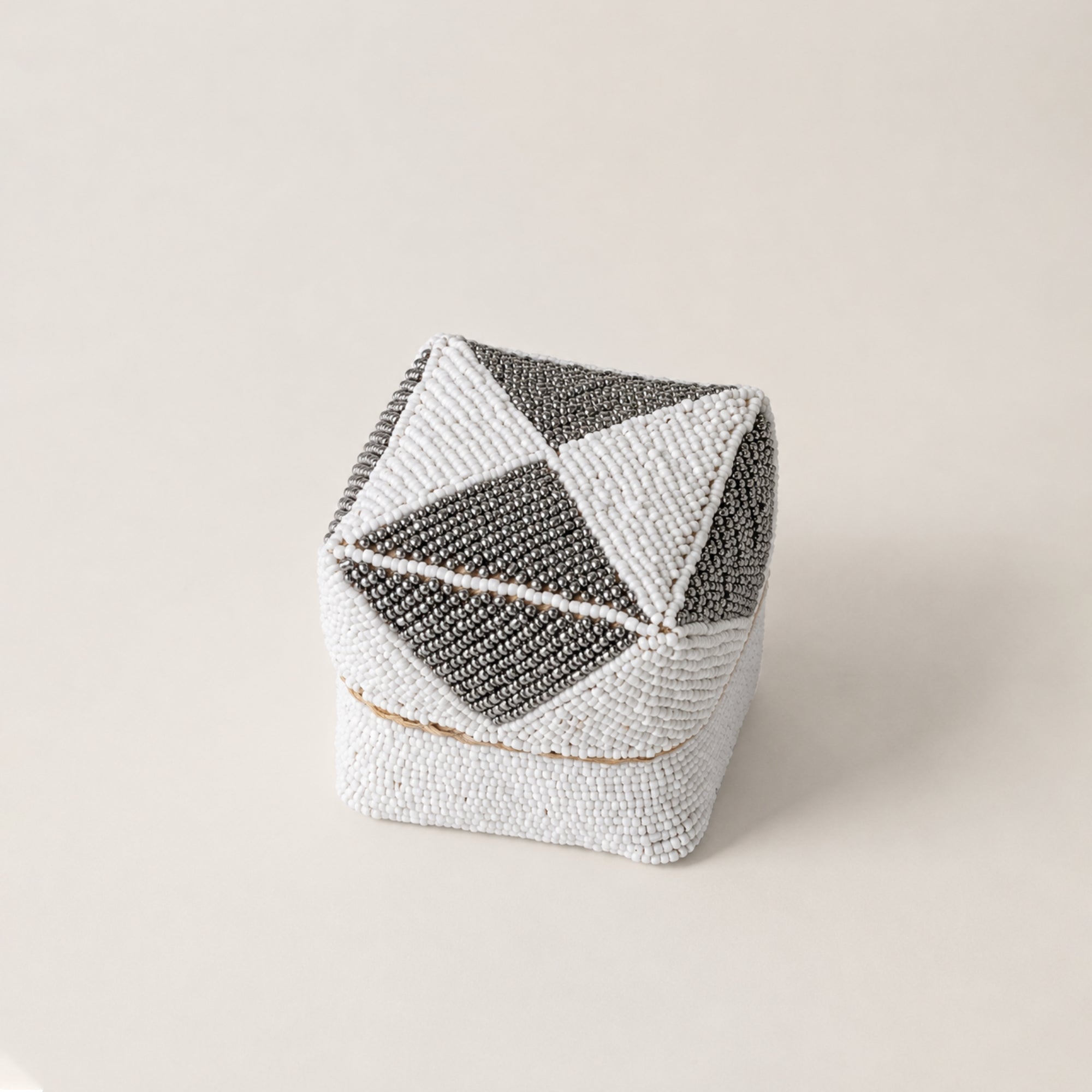 Jitana Decorative Objects Gunmetal Tinsel Beaded Box