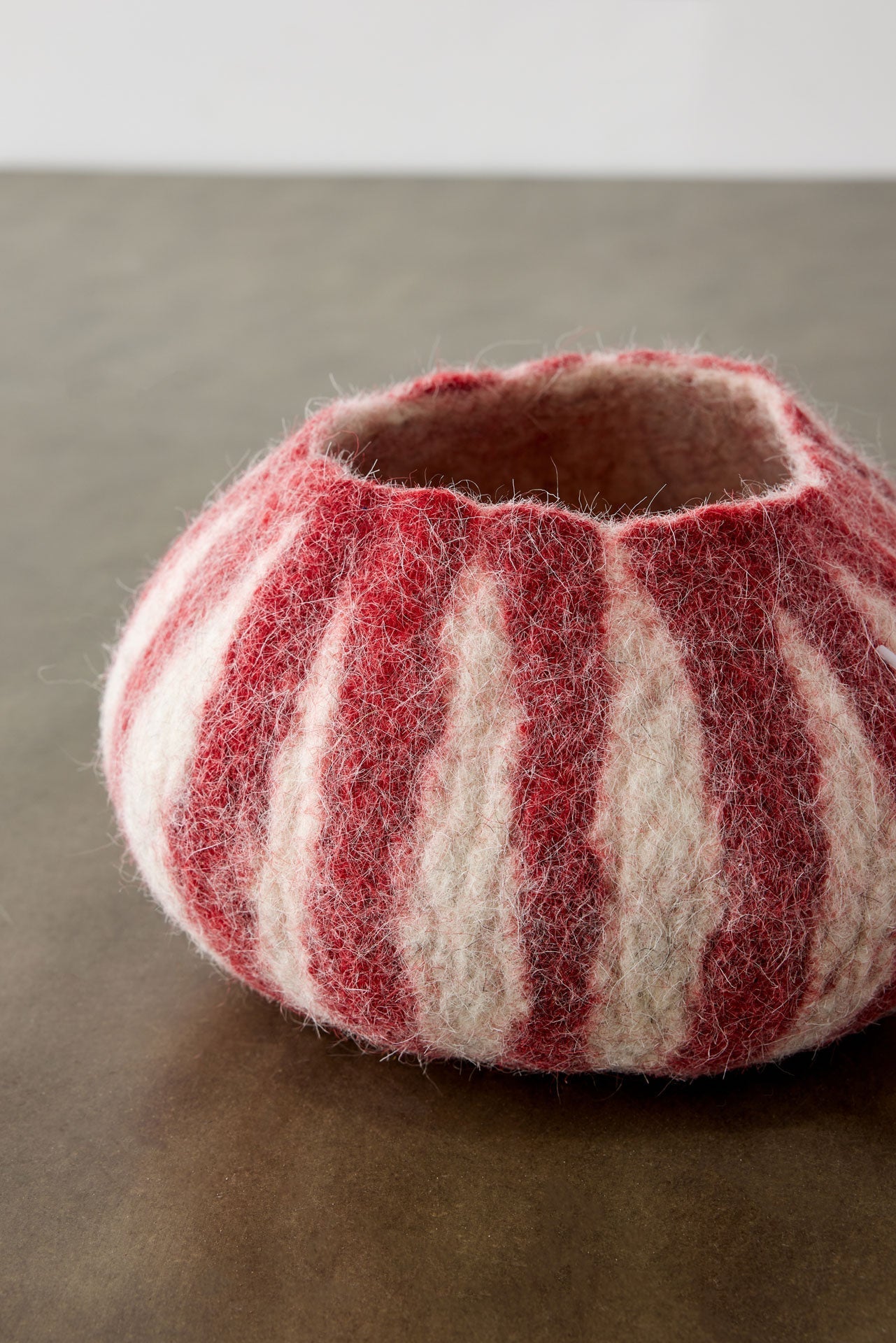 kanju Berry Red Karakul Striped Wool Ukhamba Decorative Bowl