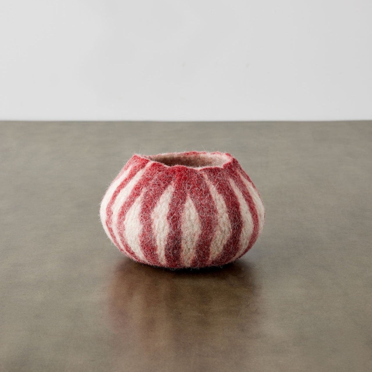 kanju Berry Red Karakul Striped Wool Ukhamba Decorative Bowl