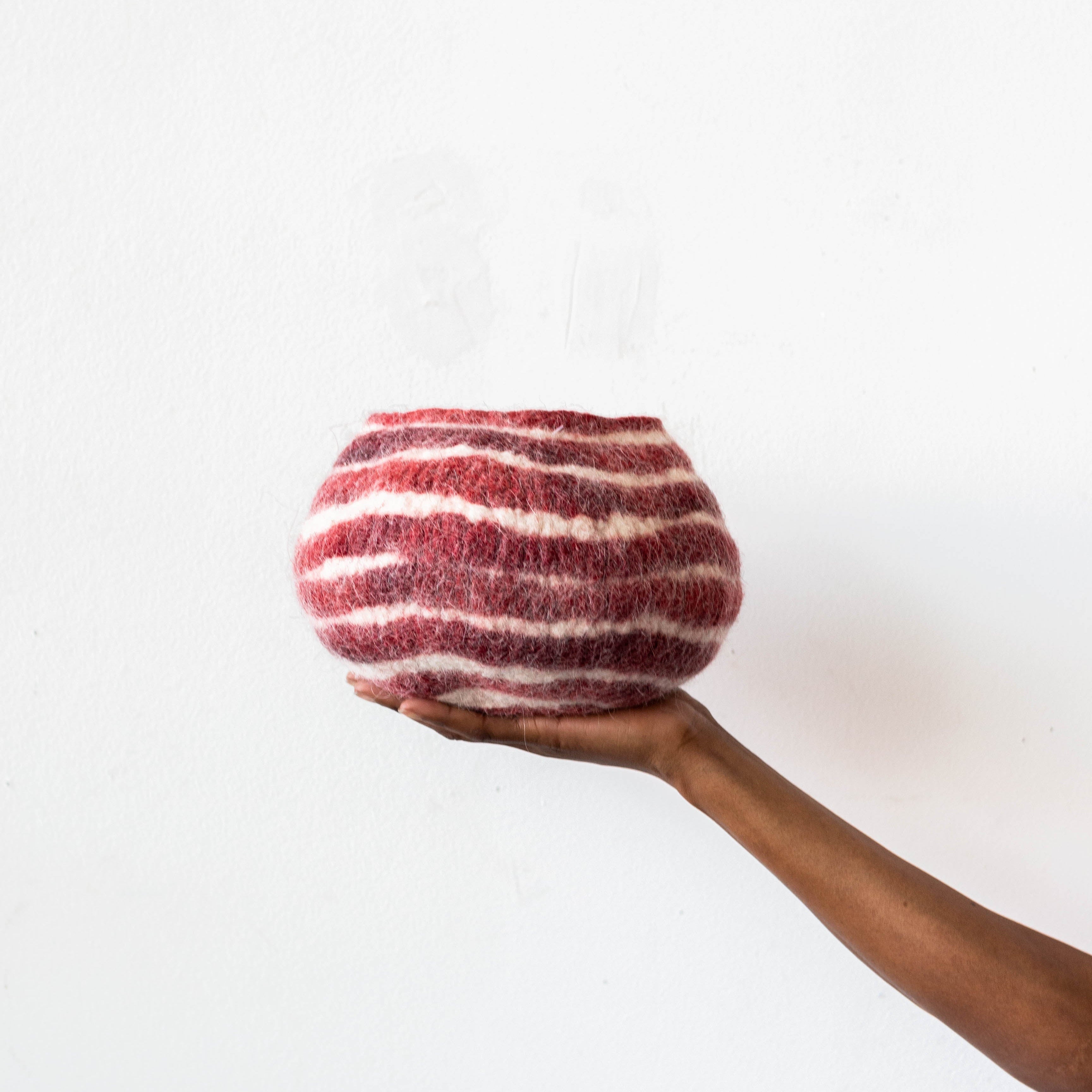 kanju Berry Red Pathways Decorative Wool Ukhamba Bowl