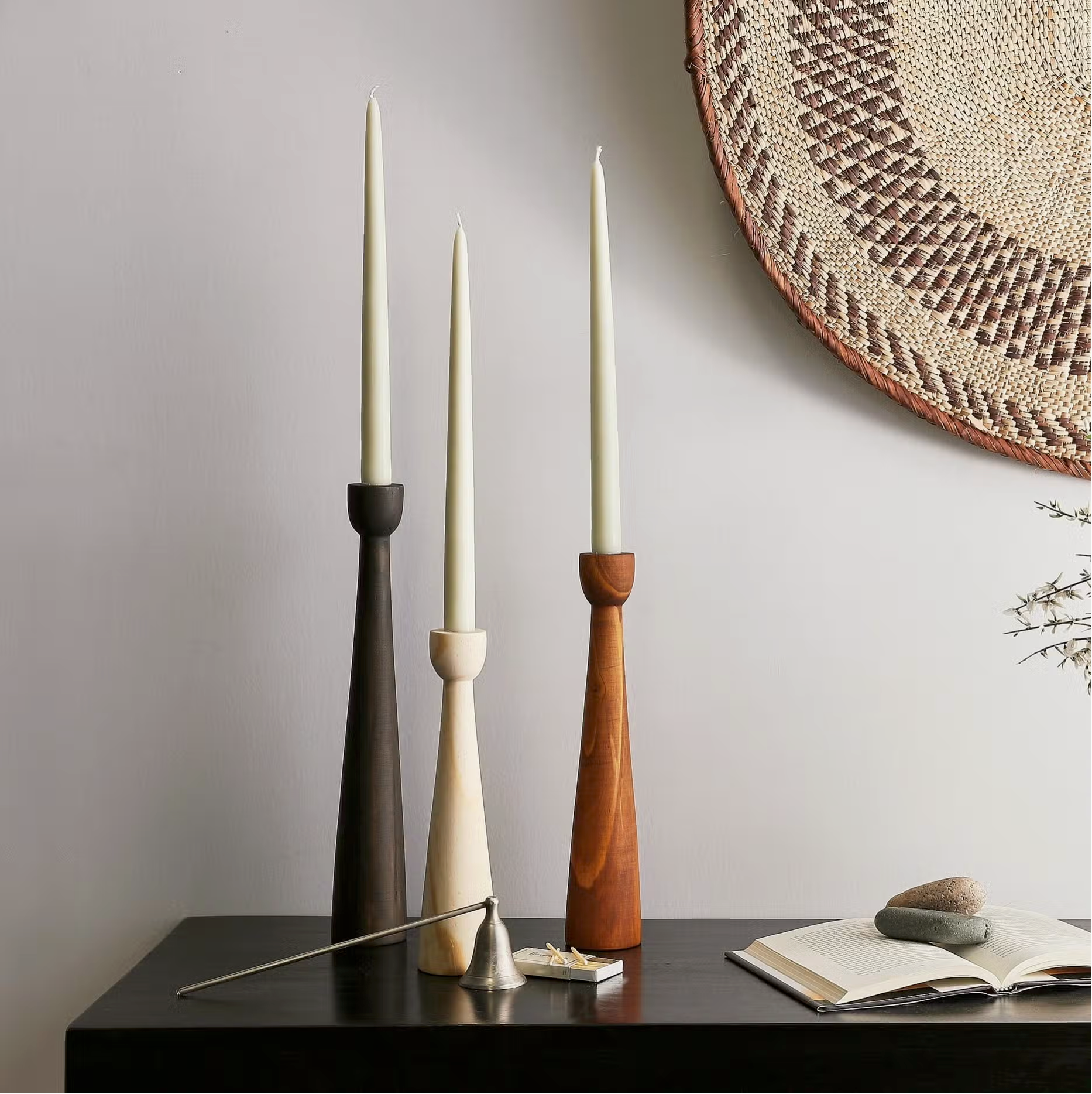 kanju candle holder Espresso Tapered Pine Candlestick Holder