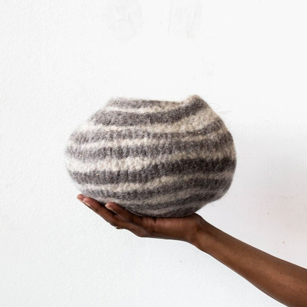 kanju Grey Pathways Decorative Wool Ukhamba Bowl