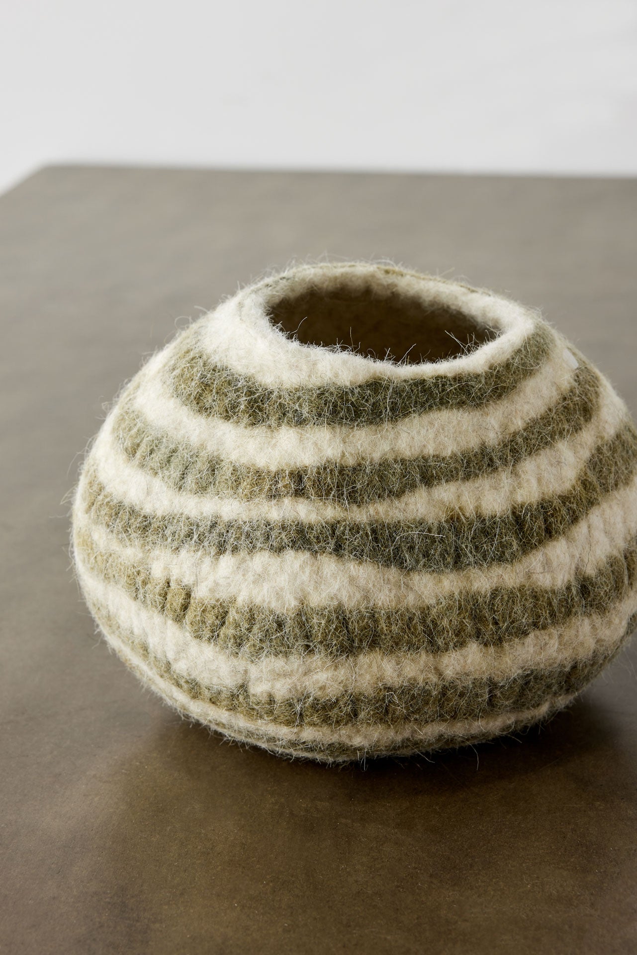 kanju Olive Green Pathways Decorative Wool Ukhamba Bowl
