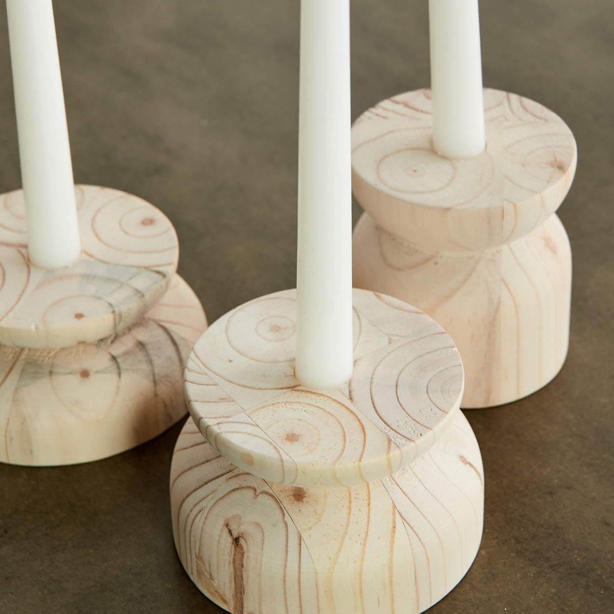 kanju Organic Wood Taper Candlestick Holder