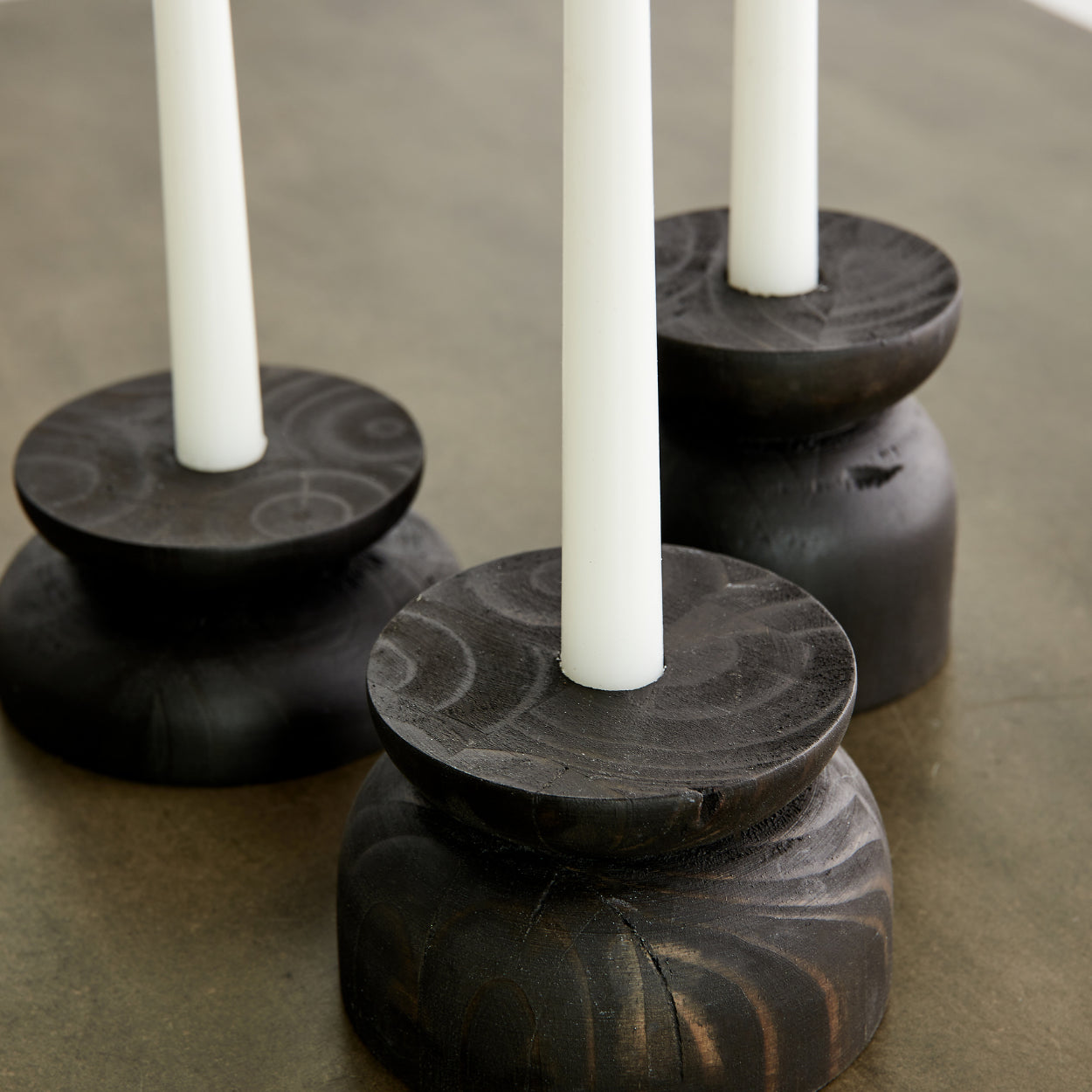 kanju Organic Wood Taper Candlestick Holder
