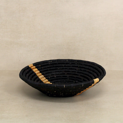 KAZI bowl Black & Natural Striped Woven Bowl