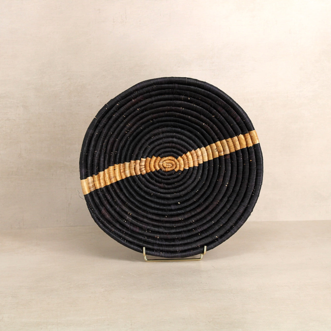 KAZI bowl Black & Natural Striped Woven Bowl