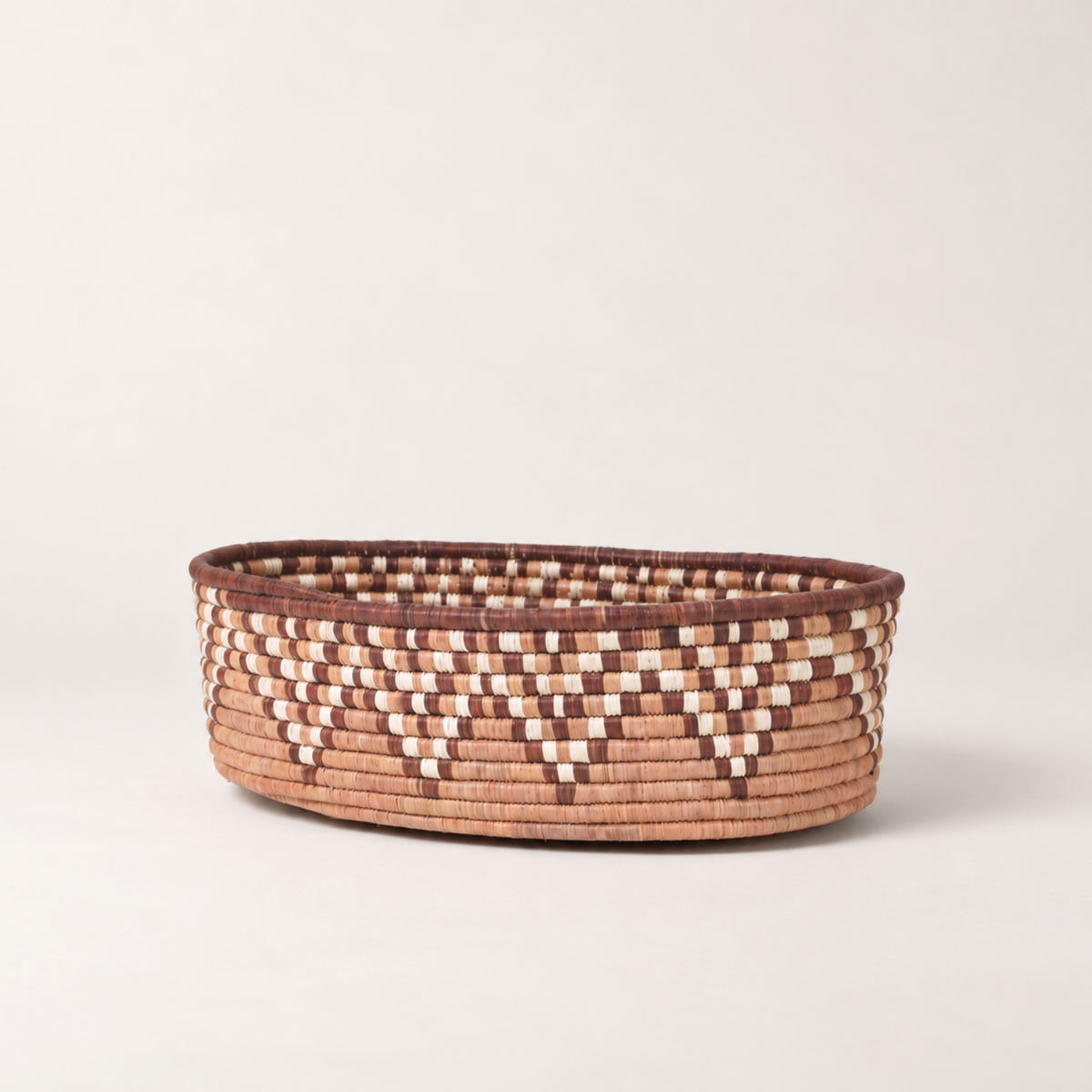 Maadili Collective Baskets Pink and Rust Zig Zag Bread Basket