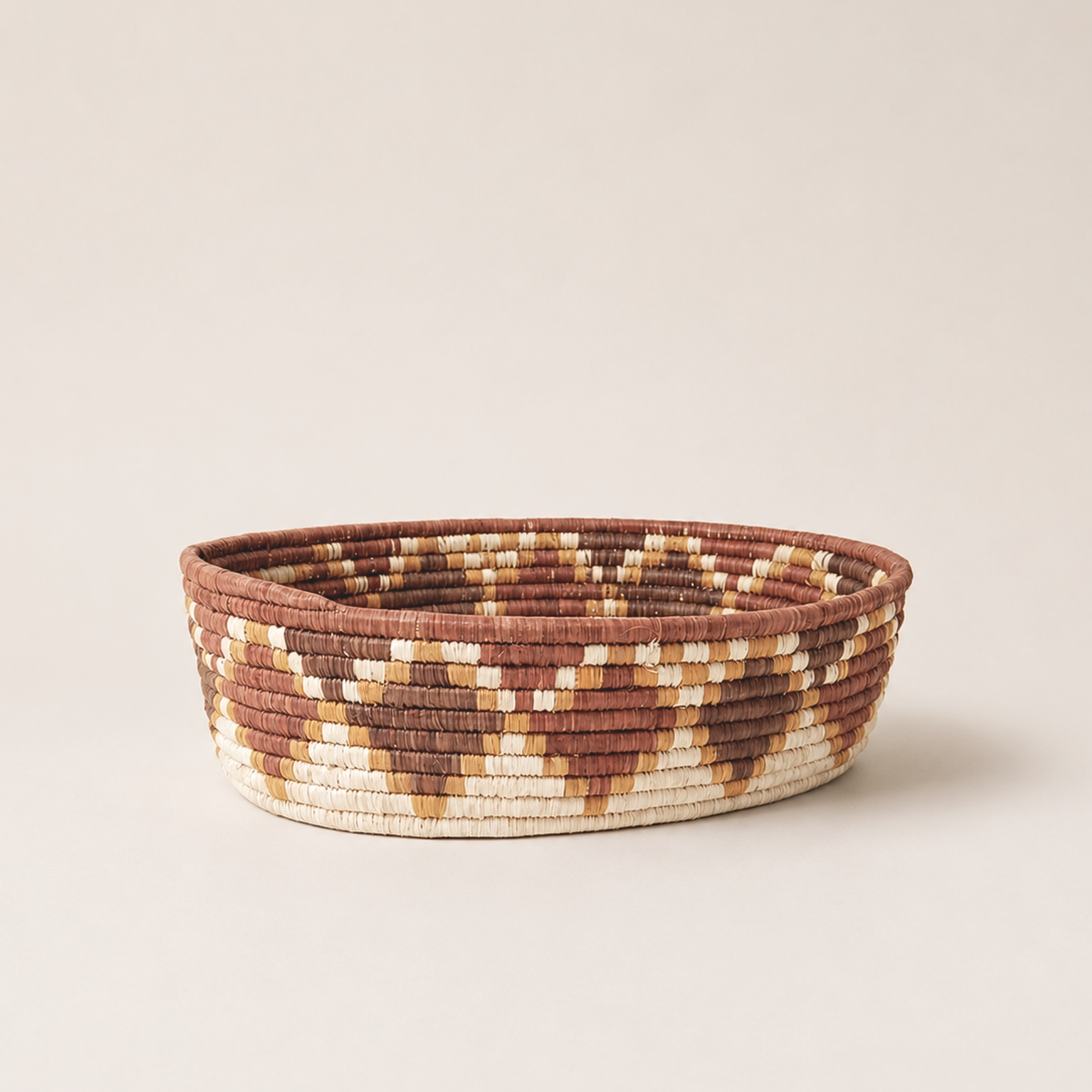 Maadili Collective Baskets Rust and Natural Diamond Bread Basket