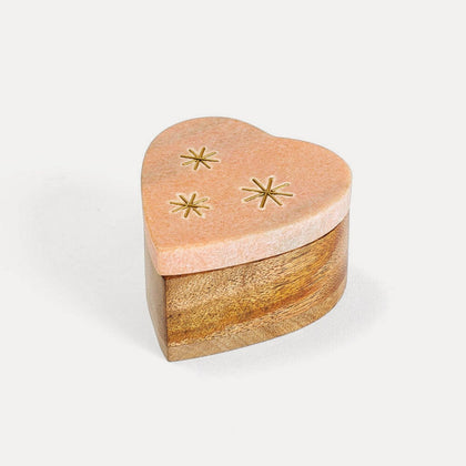Matr Boomie Jaipuri Heart Keepsake Box - Pink Carved Marble