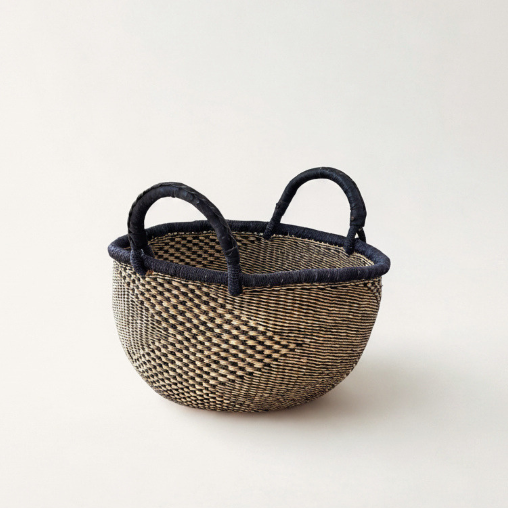 Mbare Baskets Natural & Black Check Bolga Basket