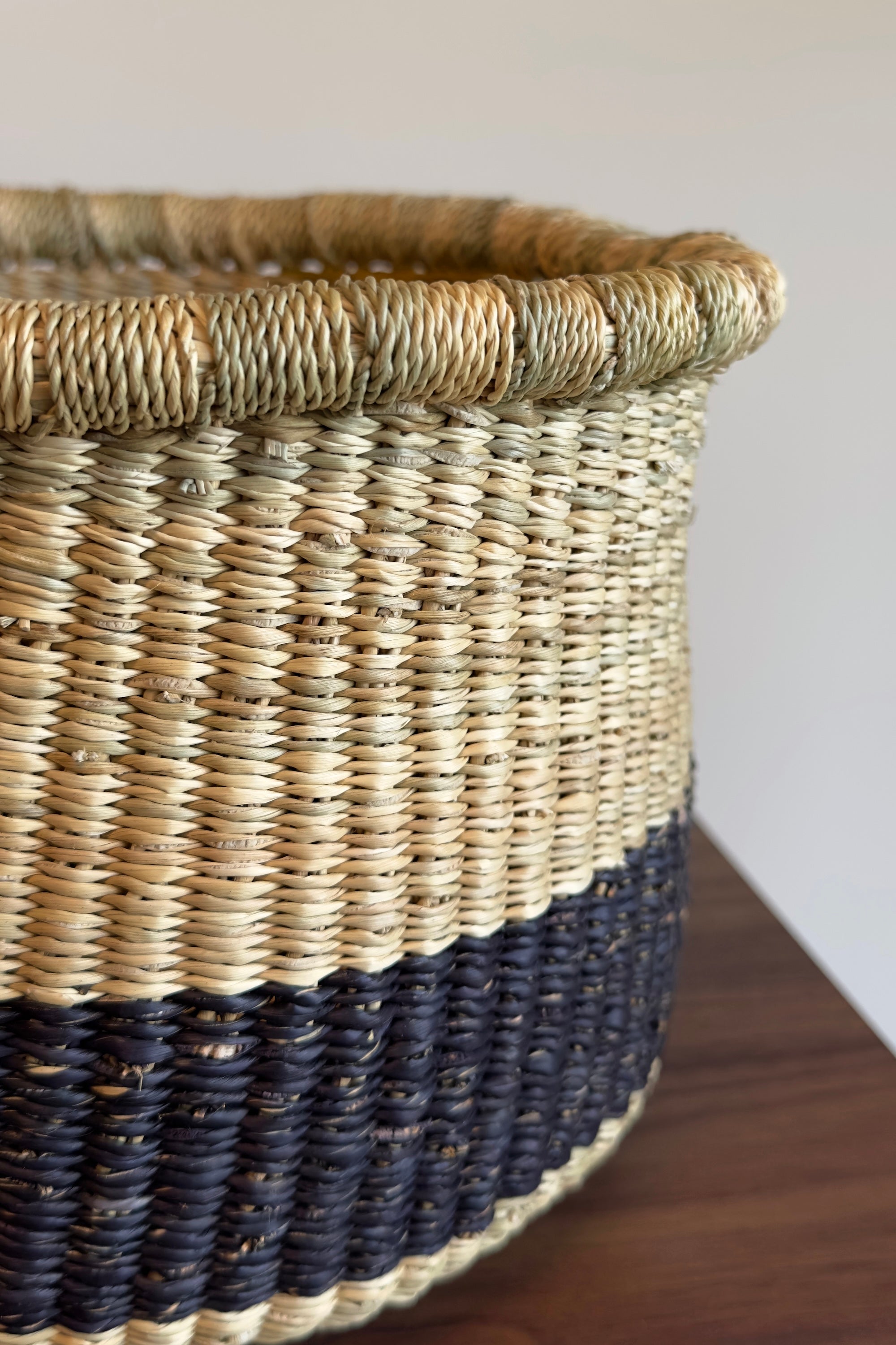 Mbare Handwoven Natural and Black Planter Basket