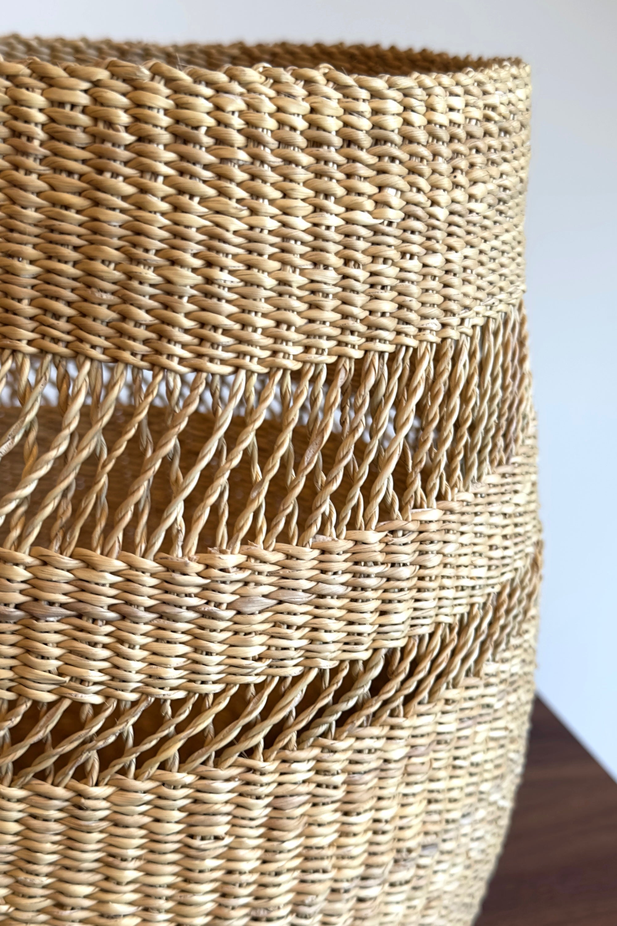 Mbare Mixed Weave Natural Planter Basket - Medium