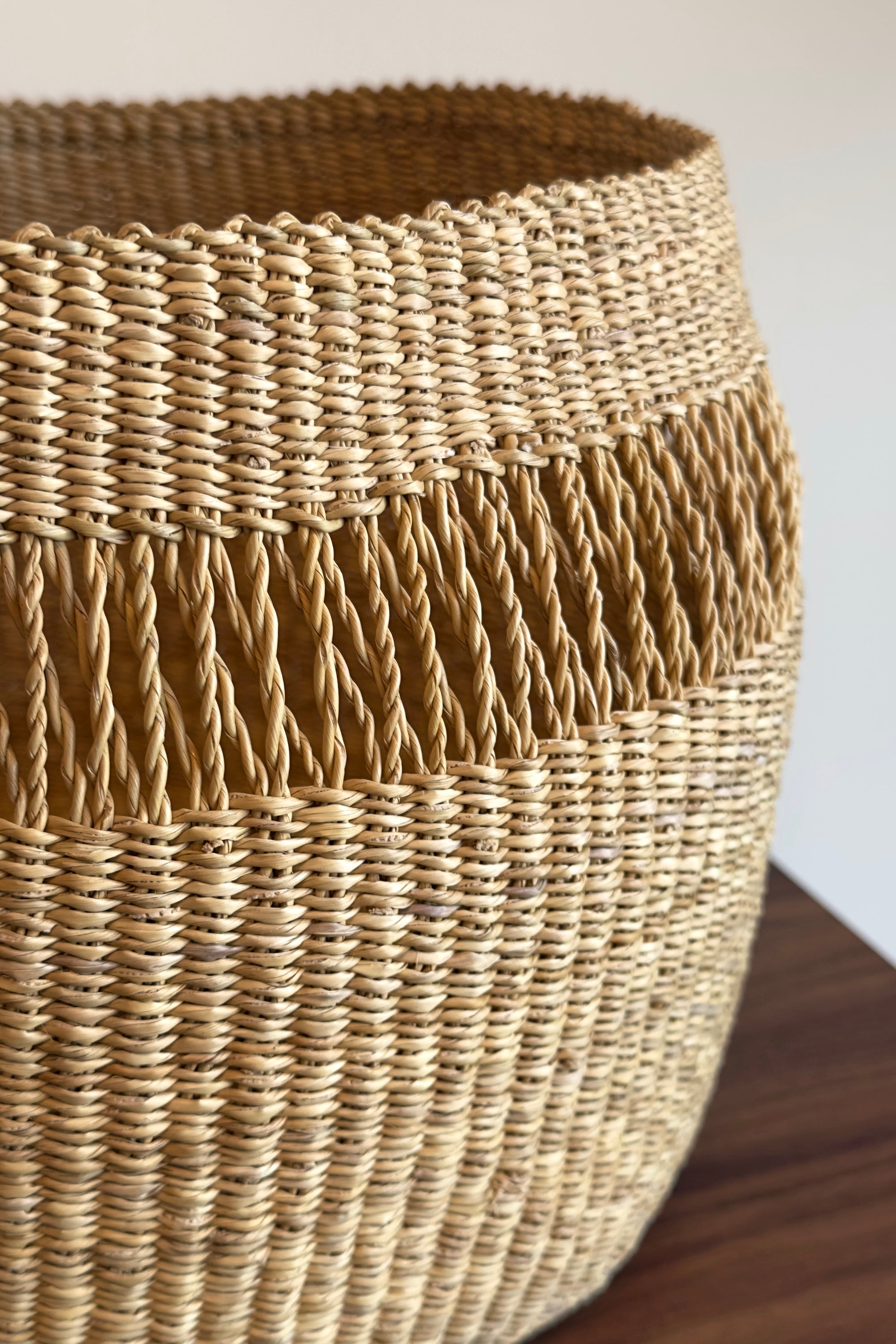 Mbare Mixed Weave Natural Planter Basket - Small