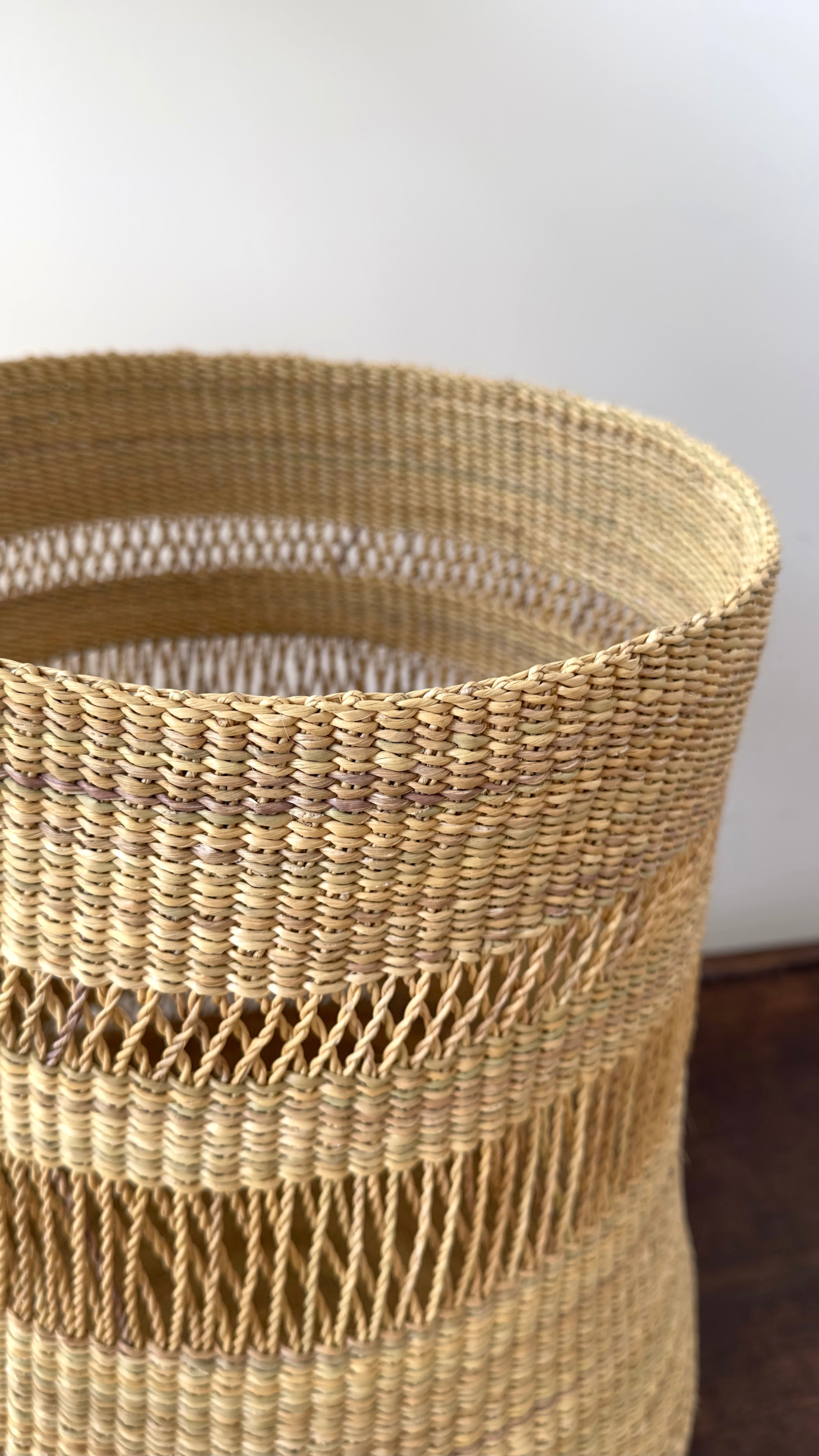 Mbare Mixed Weave Natural Planter Basket - Tall