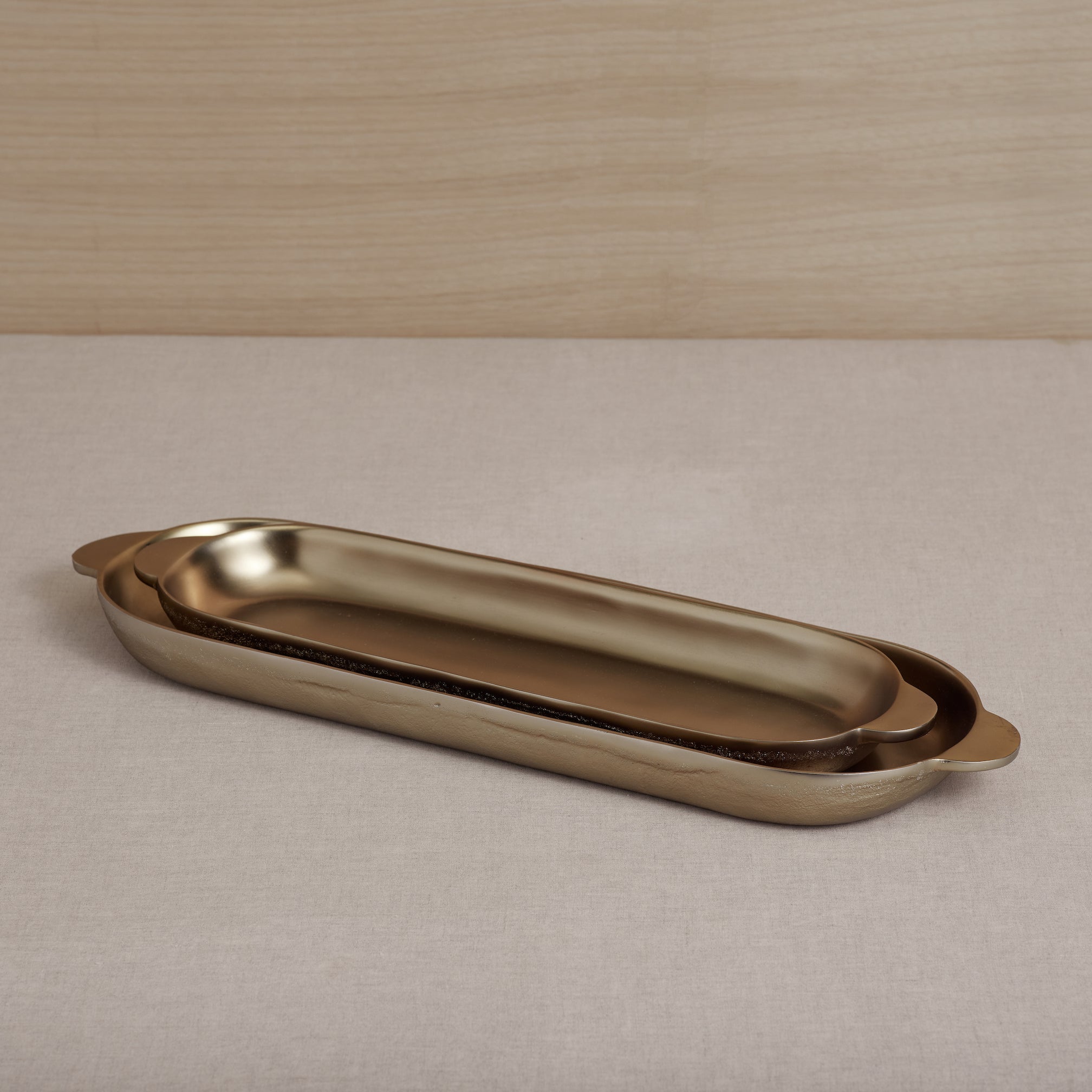 The Collective Home Antique Brass Long Trays Set of 2