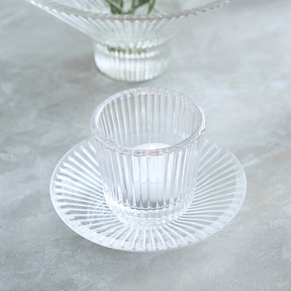The Collective Home Candle Holders Pressed Clear Glass Tealight / Votive Holders - Set of 4