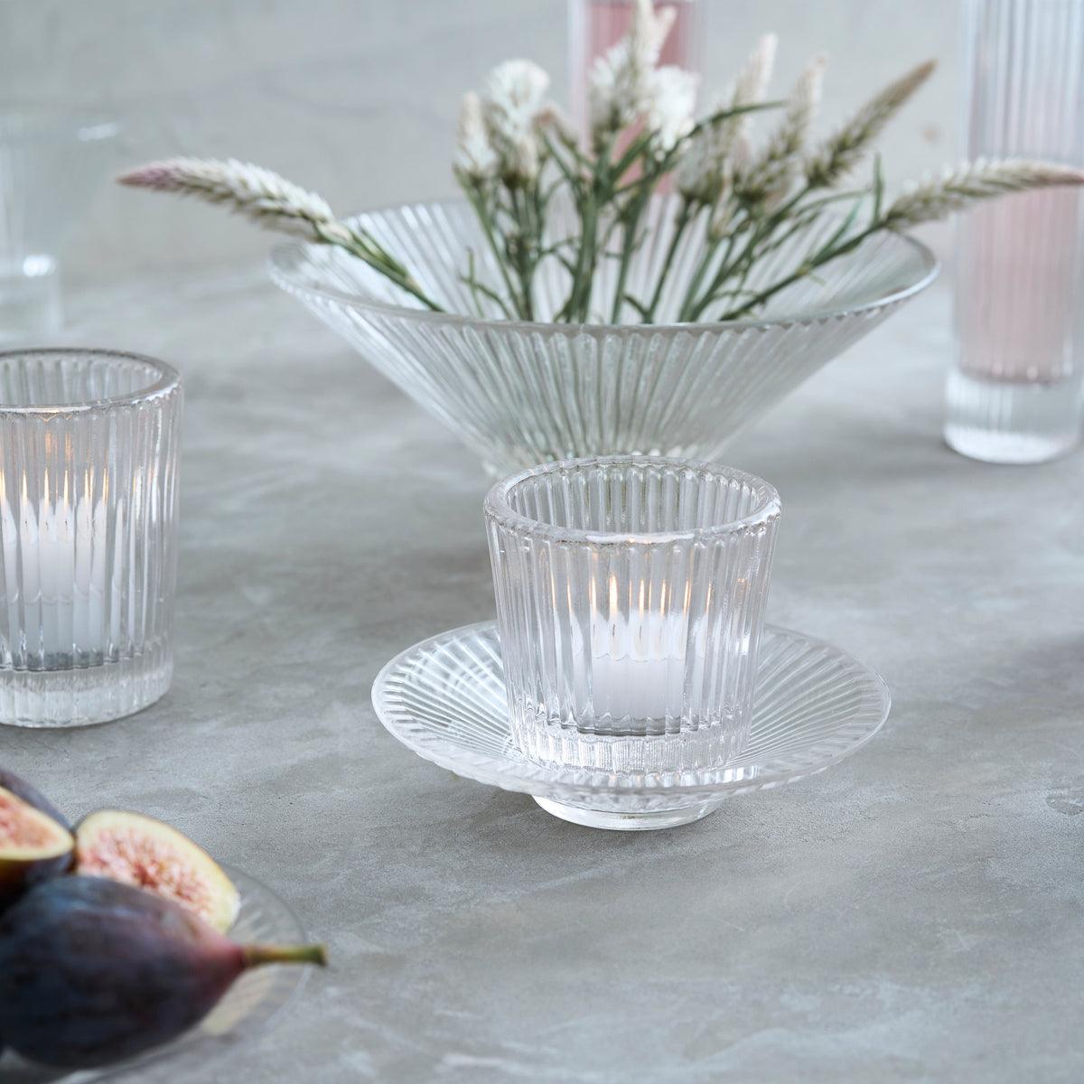 The Collective Home Candle Holders Pressed Clear Glass Tealight / Votive Holders - Set of 4